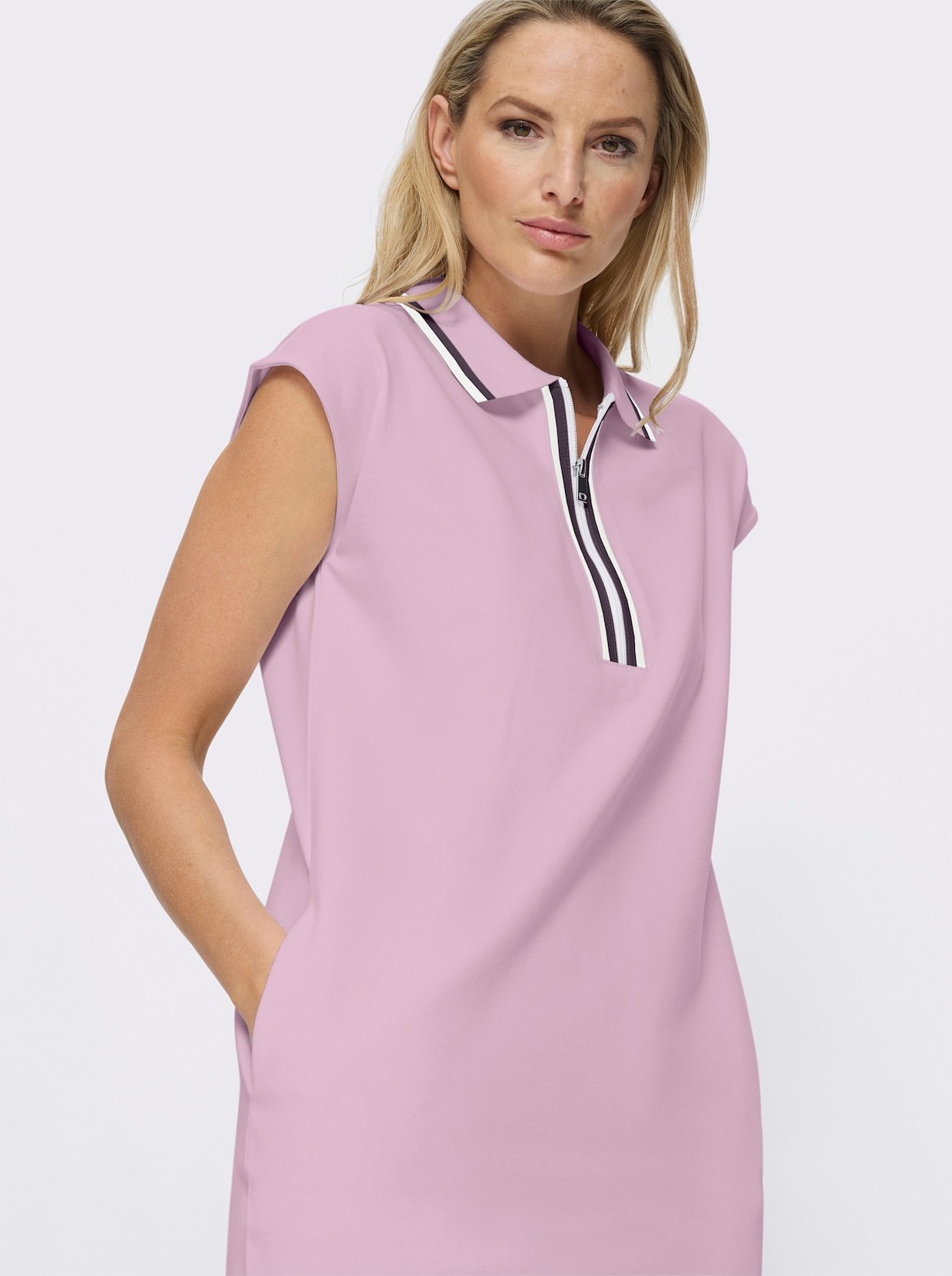 heine Jerseykleid mit Polokragen - rosé