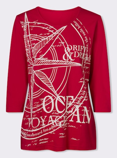 3/4-Arm-Shirt mit platziertem Print vorne - rot-weiß