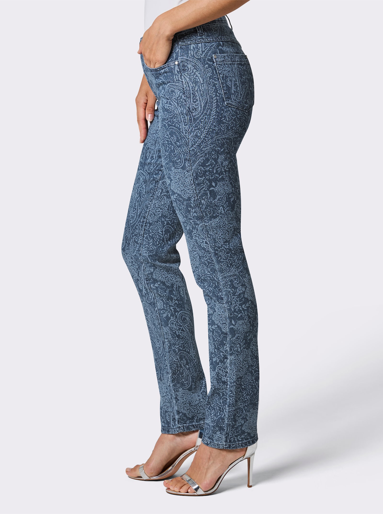 CREATION L PREMIUM 5-Pocket-Jeans im Print-Dessin - blue-bleached
