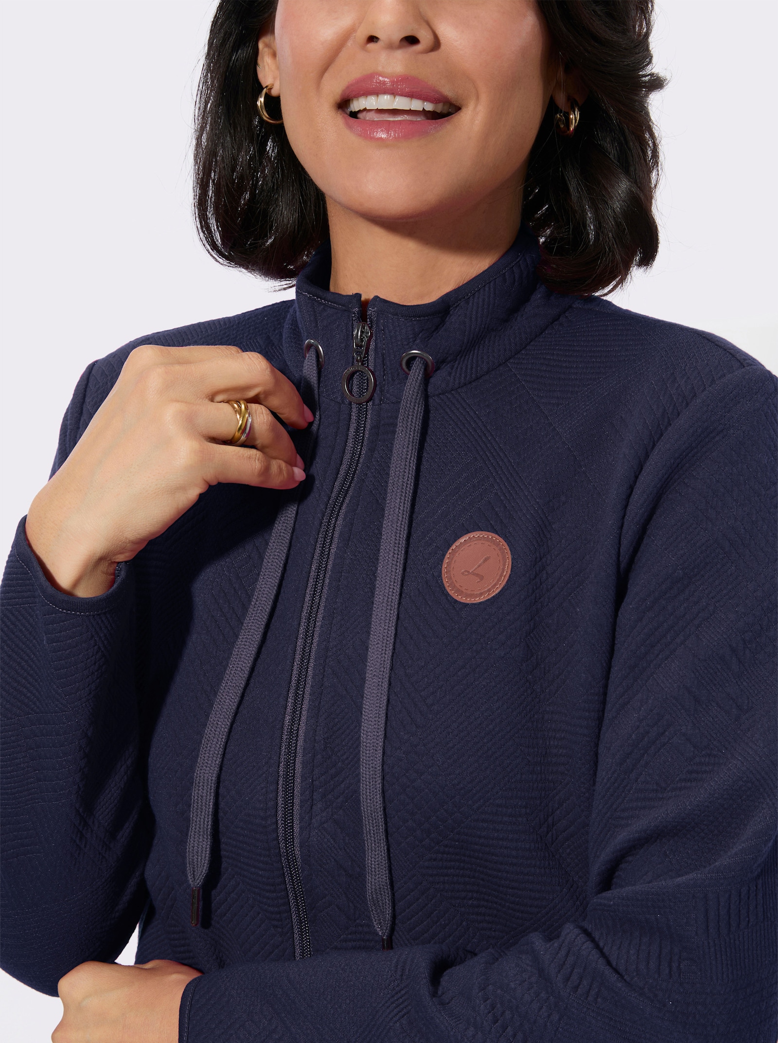 Shirtjacke im Jacquard-Mustermix - marine