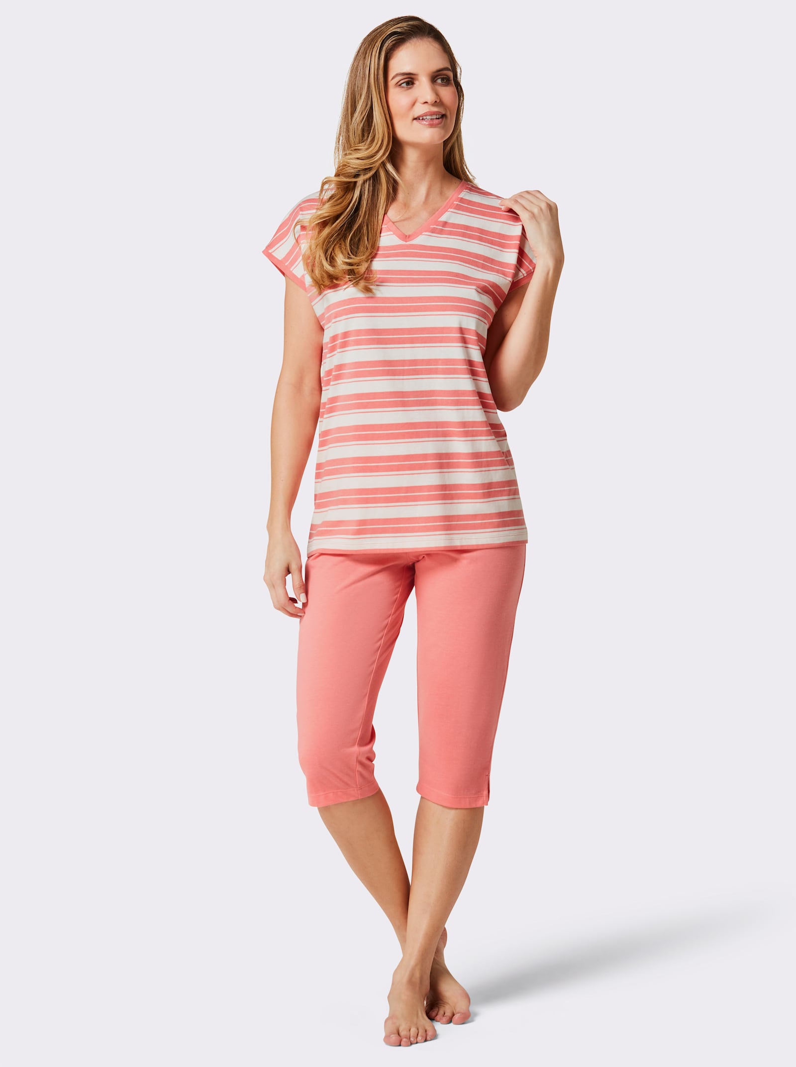 wäschepur Capripakken - ecru/flamingo + ecru/hemelsblauw