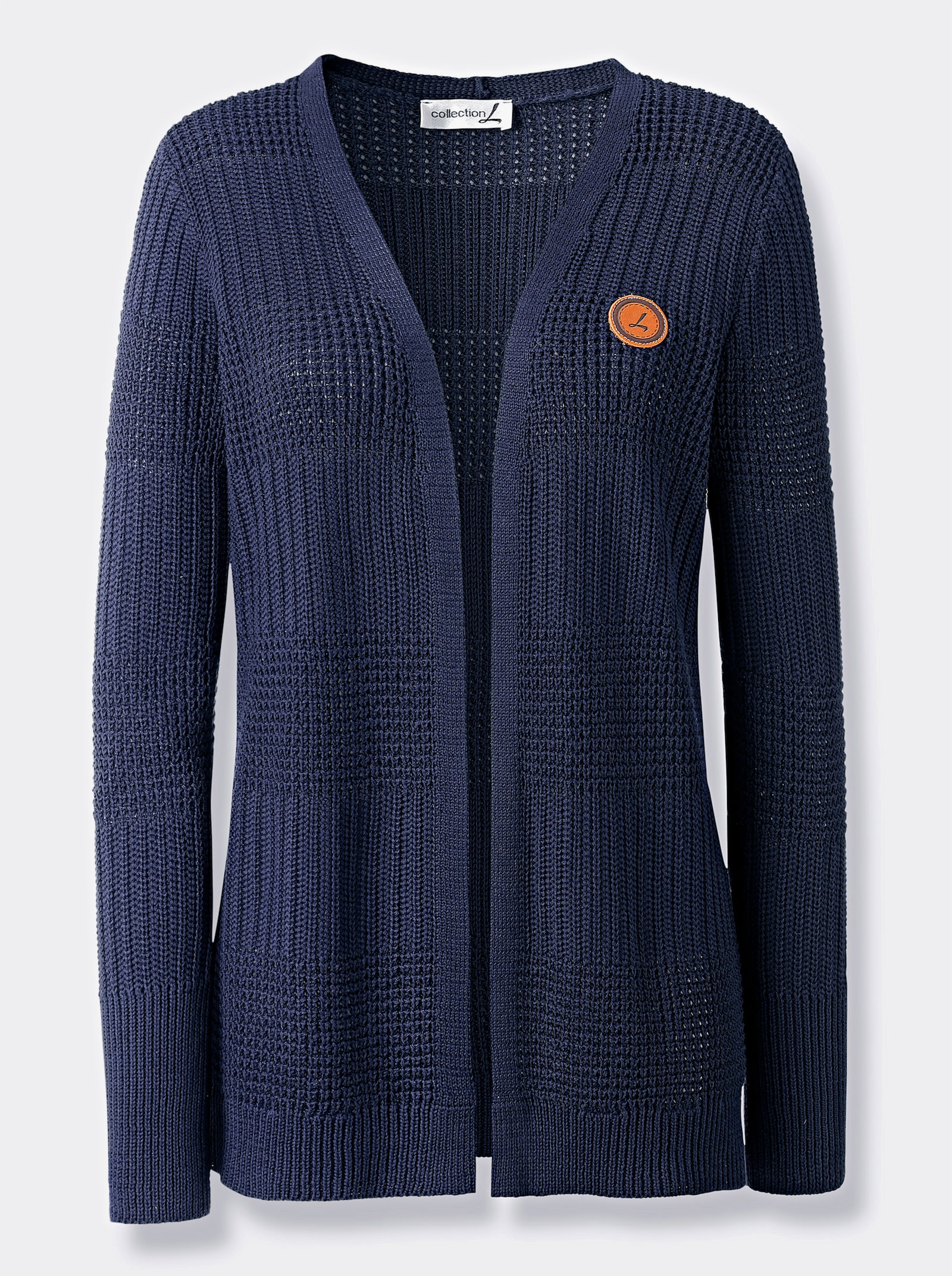 Strickjacke mit Ripp-Abschlüssen - marine