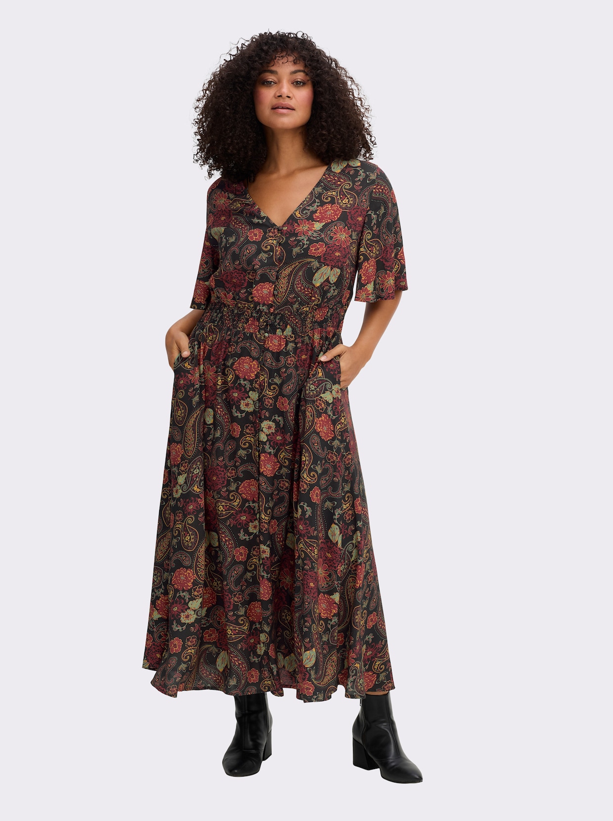 sheego by Joe Browns Maxikleid - schwarz-bedruckt