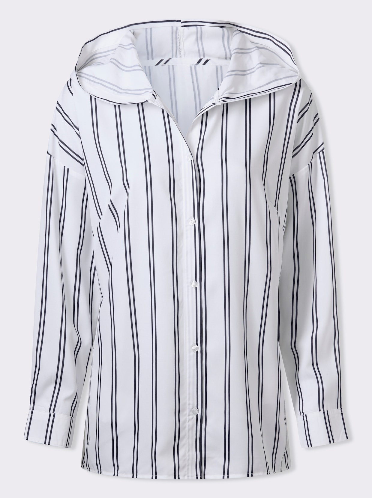 Longbluse - marine-weiß-gestreift