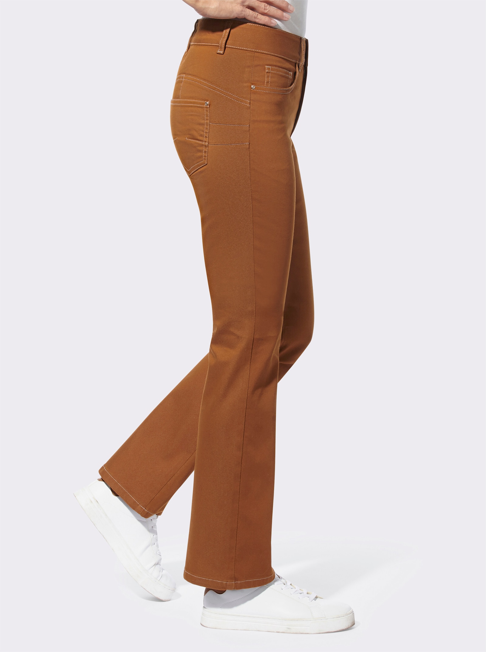 Bootcut jeans met push-up-effect - cognac/denim