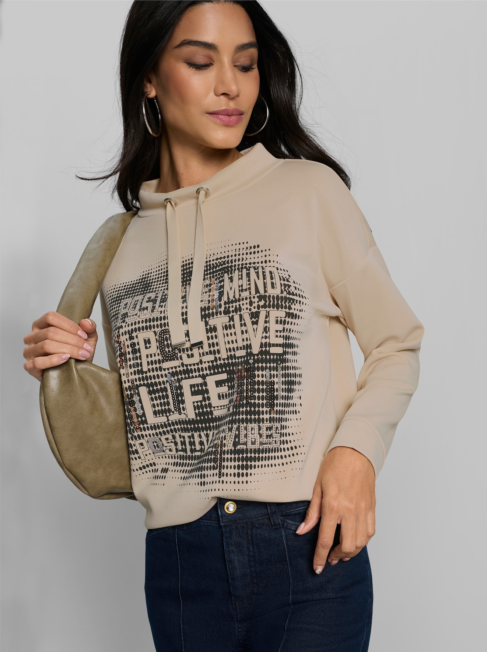 heine Sweatshirt mit Pailletten - sand