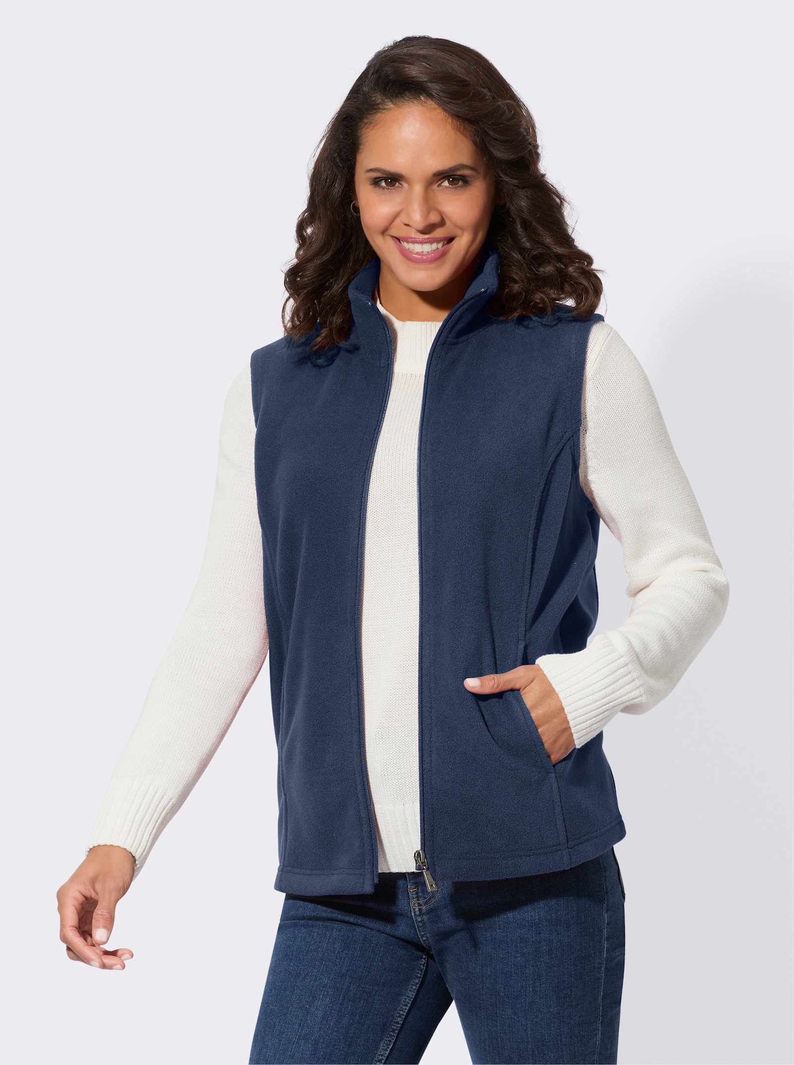 Fleecegilet met korte ritssluiting - donkerblauw