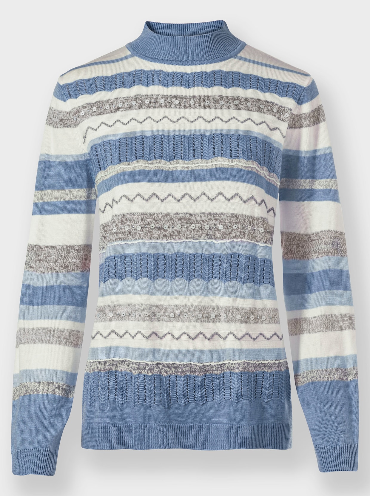 Pullover - bleu-ecru-gemustert