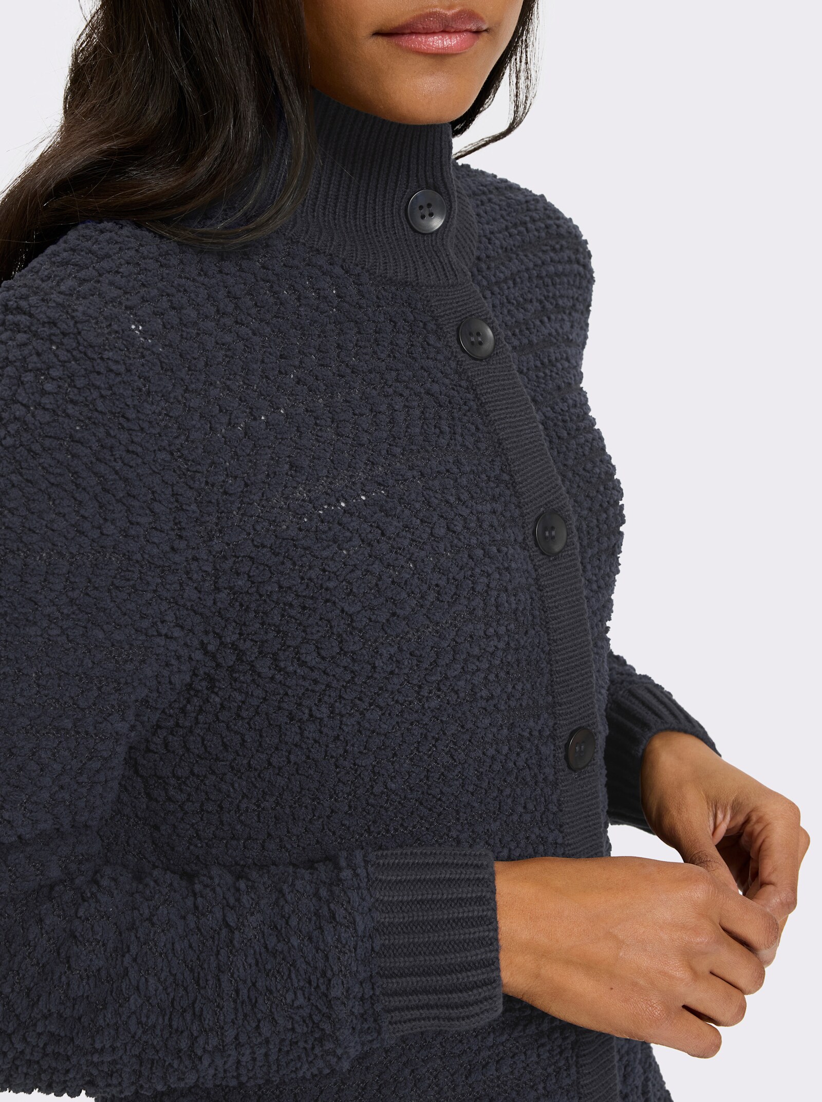 heine Longstrickjacke mit Stehkragen - marine