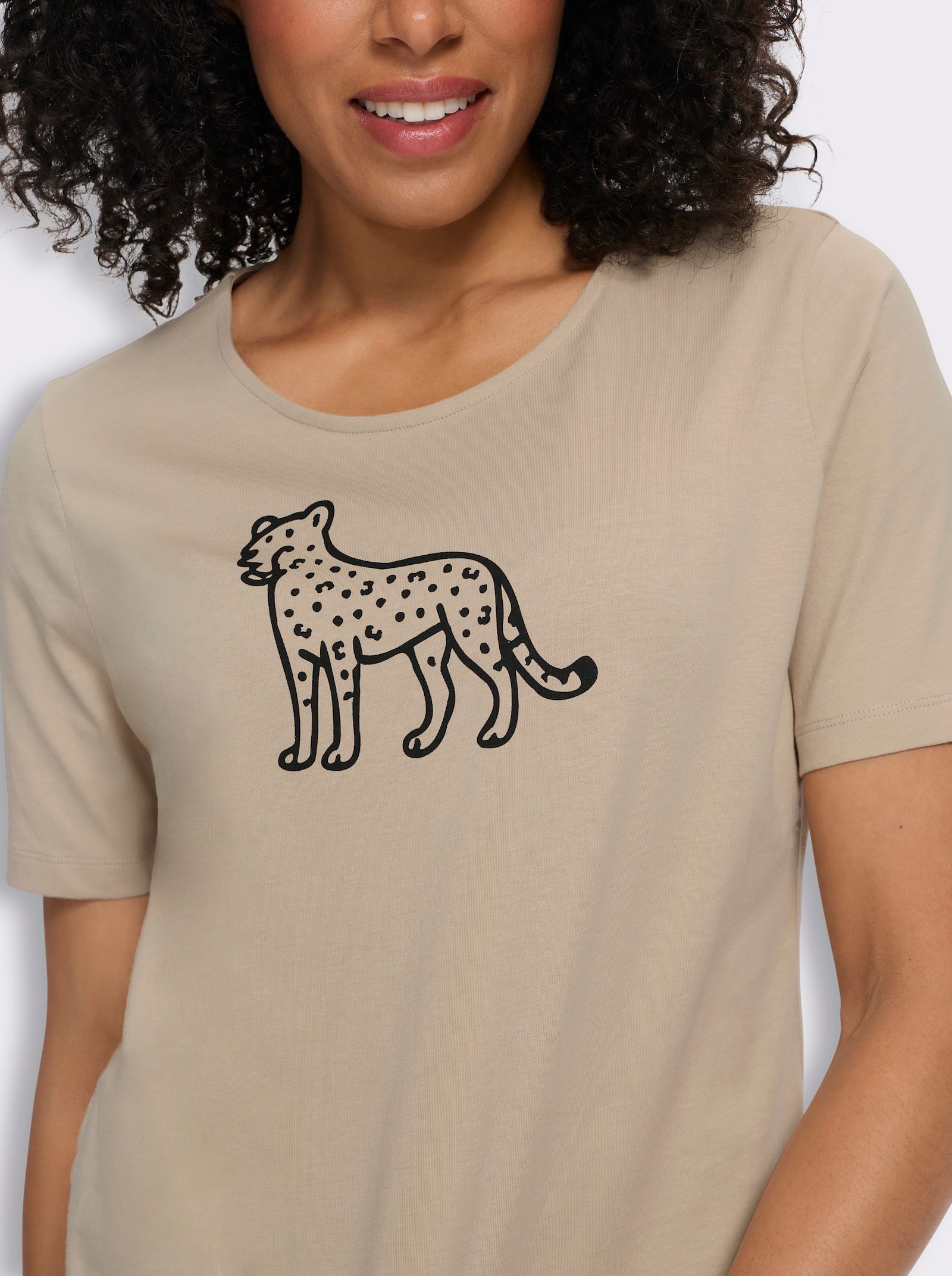 Shirts (2 stuks) - beige + beige/zwart bedrukt