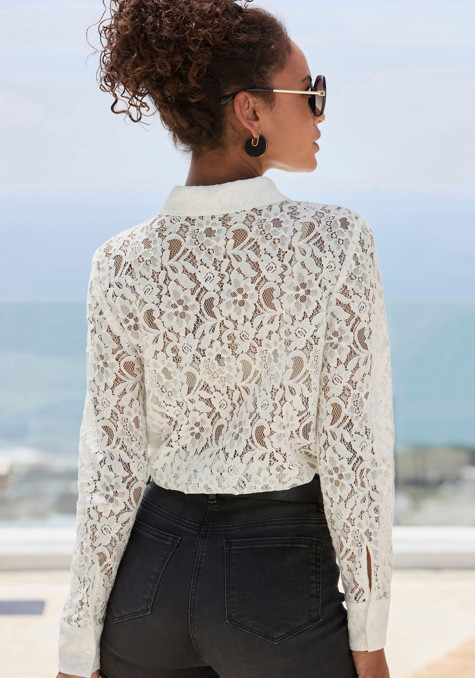 LASCANA Chemisier en dentelle - blanc