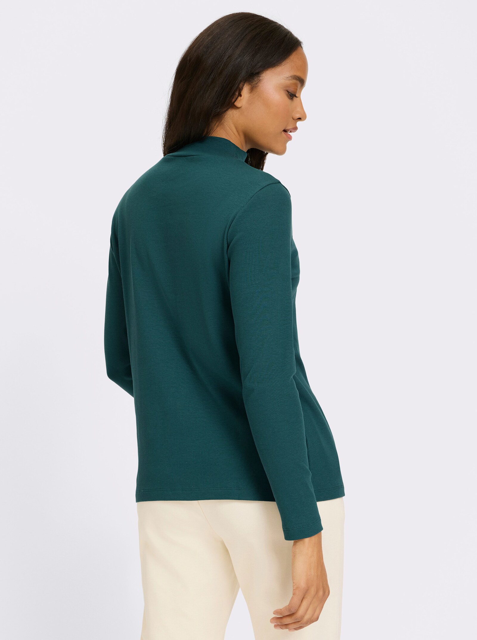 heine Stehkragenshirt in Feinripp-Qualität - petrol