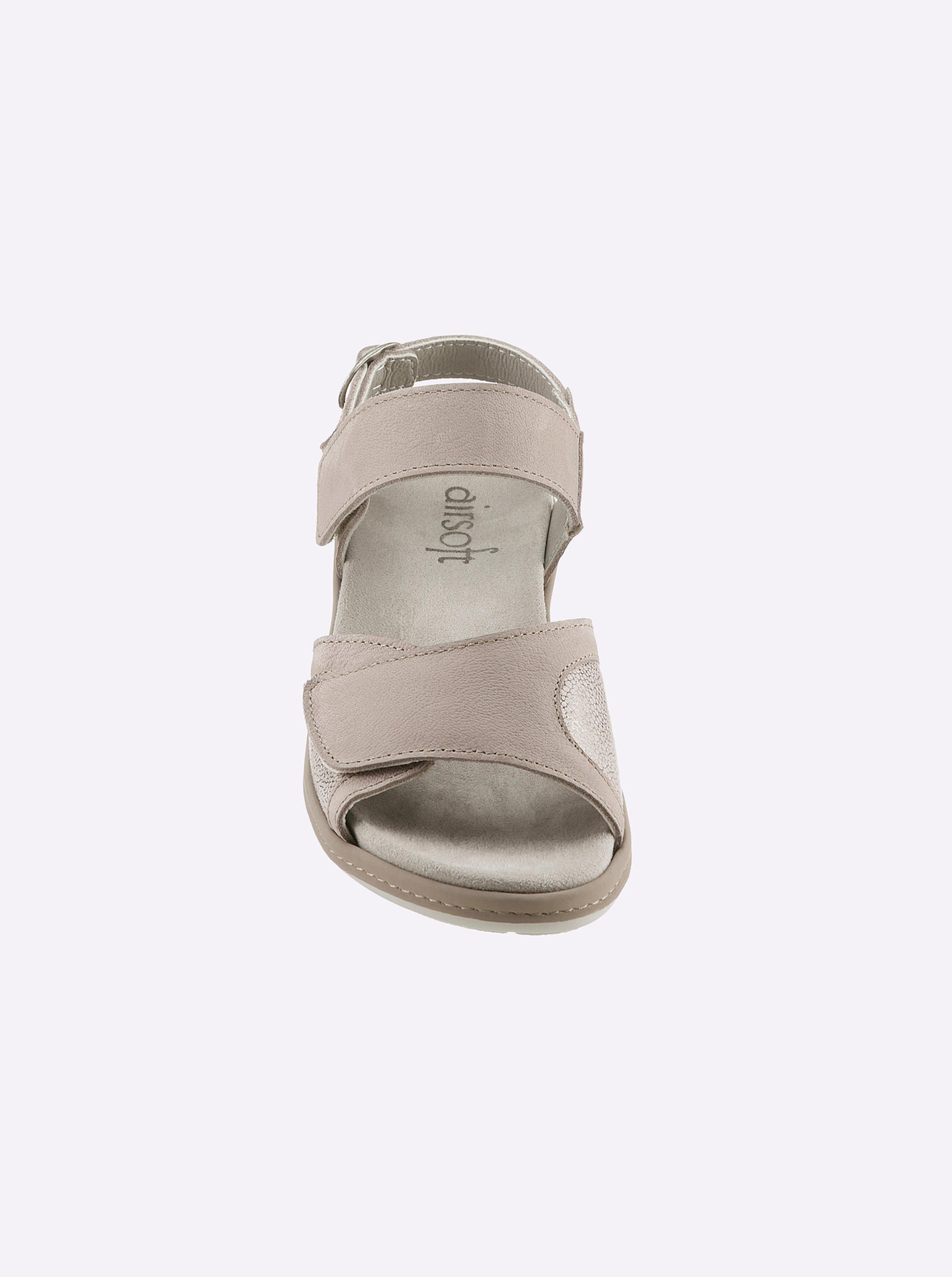 Beige  günstig Kaufen-Sandalette in beige von airsoft comfort+. Sandalette in beige von airsoft comfort+ <![CDATA[Verwöhnen Sie Ihre Füße mit der Sandalette von airsoft comfort+ – sehr komfortabel im Vorderfußbereich dank speziellem, seitlichem Stretch-Einsatz. Federleic