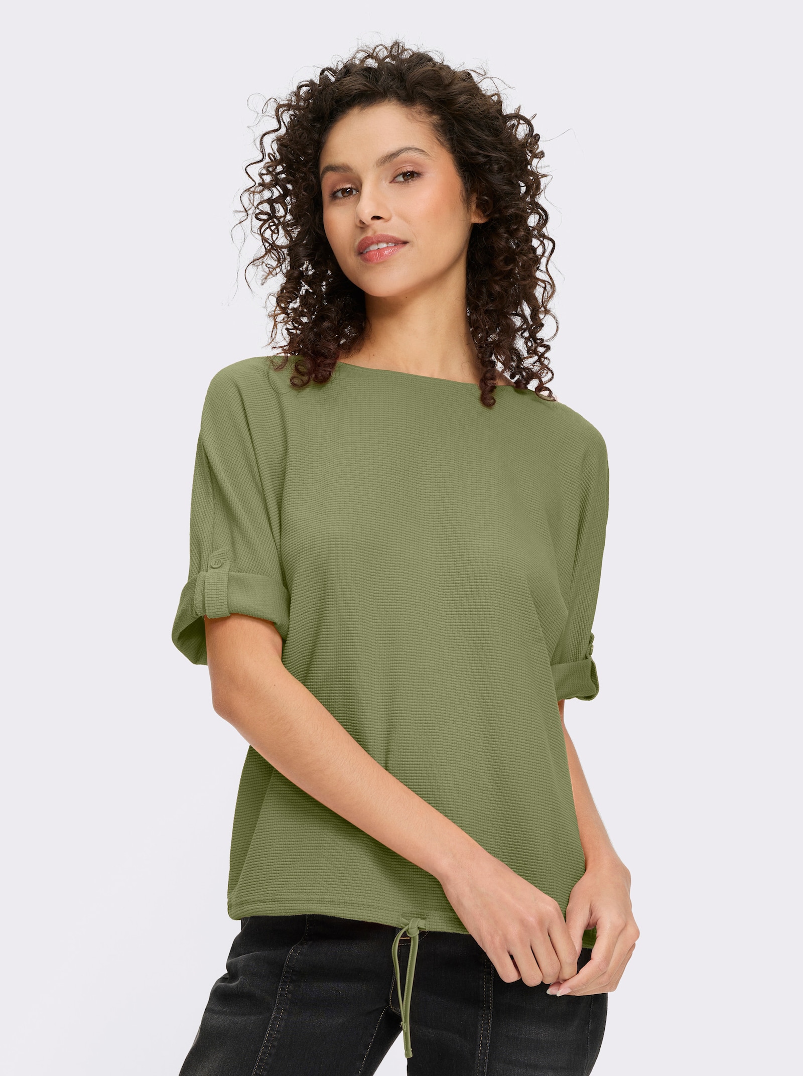 heine T-shirt à manches chauve-souris en qualité piqué - vert roseau