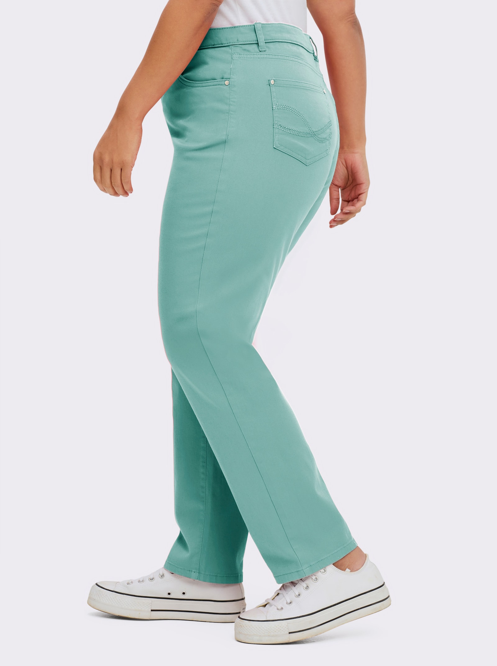 5-Pocket-Jeans mit bestickten Gesäßtaschen - aqua