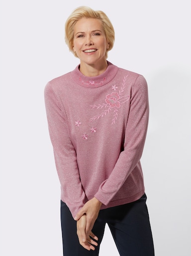 Stehkragenpullover mit metallisierten Fasern - altrosa