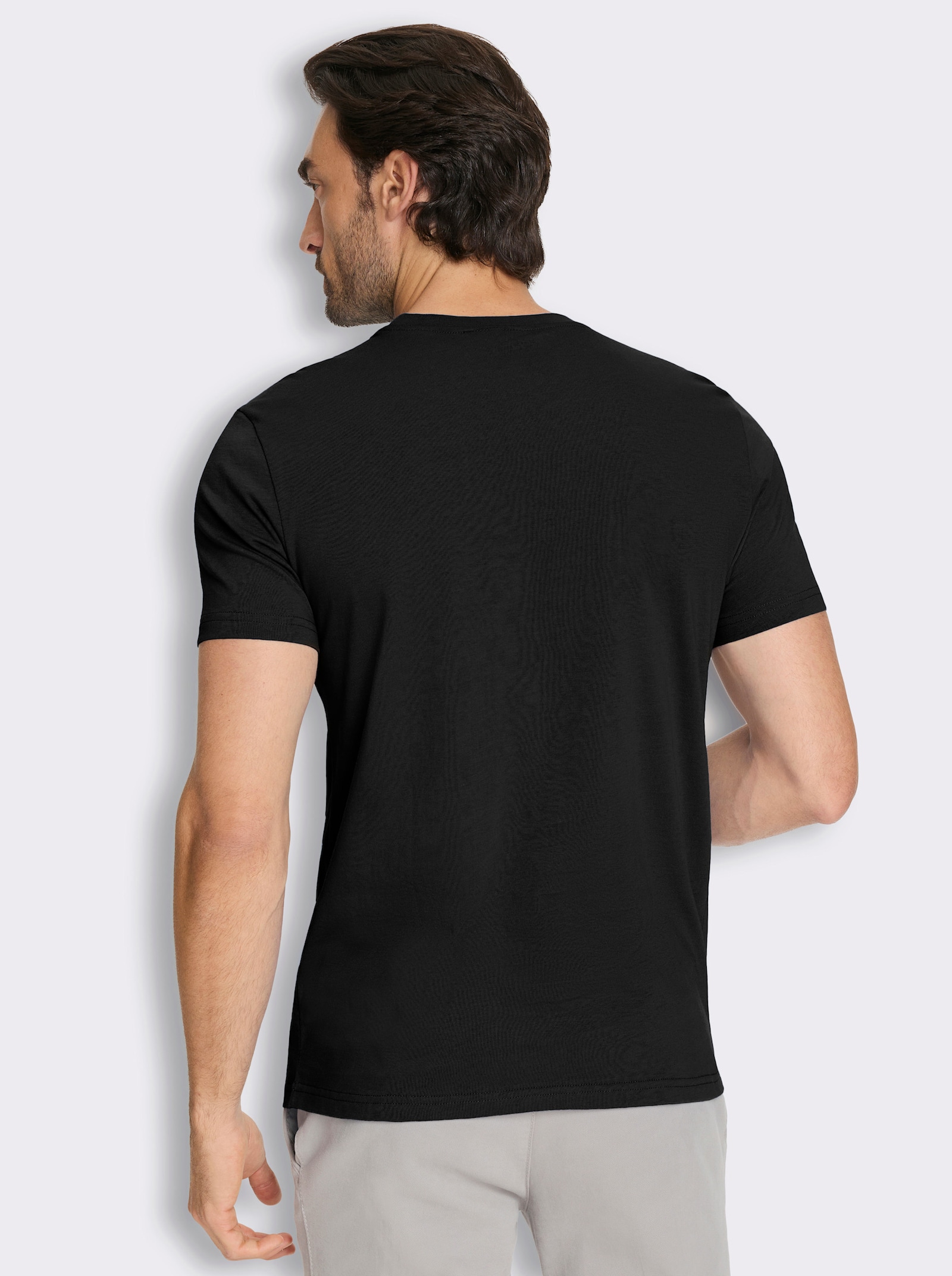 Marco Donati Kurzarmshirt mit kontrastfarbenem Print - schwarz-bedruckt