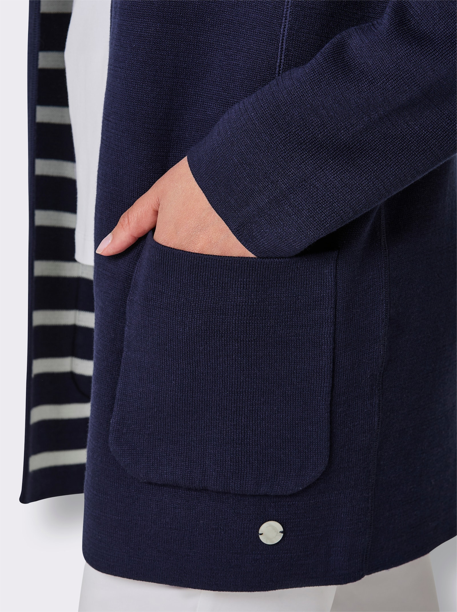 CREATION L PREMIUM Wendejacke im Marine-Stil - marine-weiß-geringelt