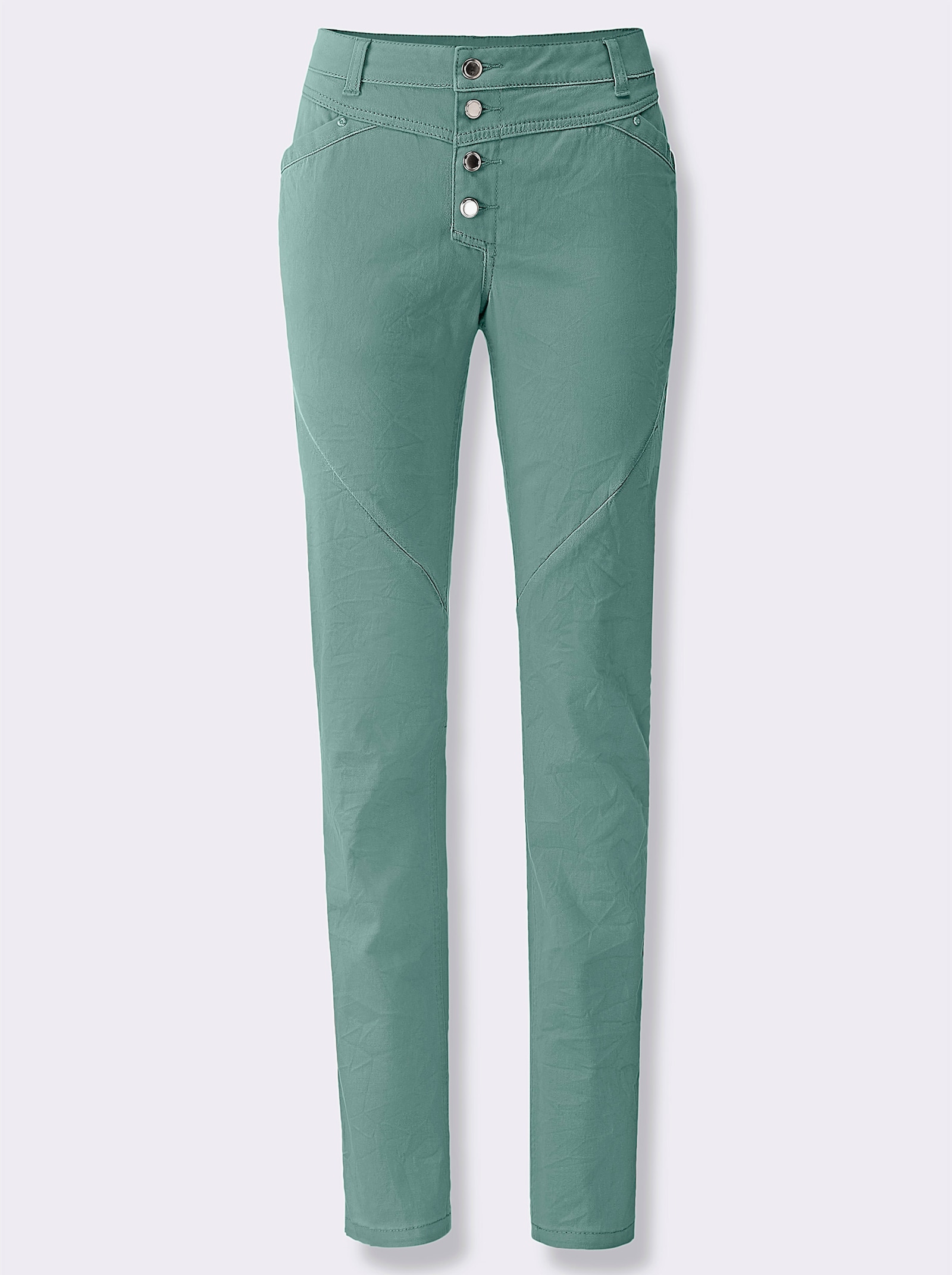 Jeans mit Knopfleiste statt Reißverschluss - jade