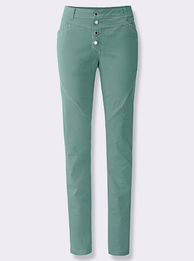 Jeans mit Knopfleiste statt Reißverschluss - jade