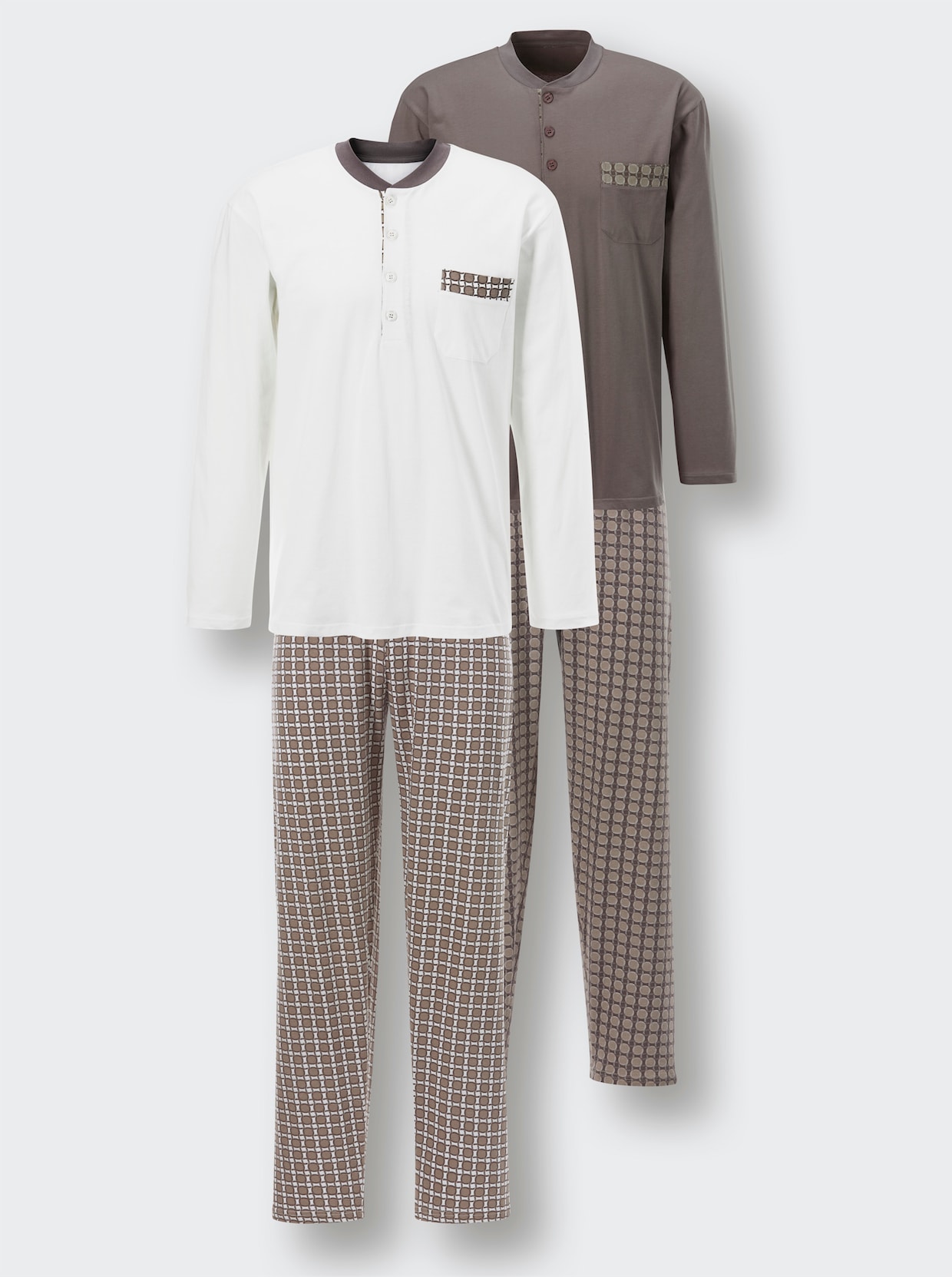 wäschepur men Pyjama's - donkertaupe + ecru