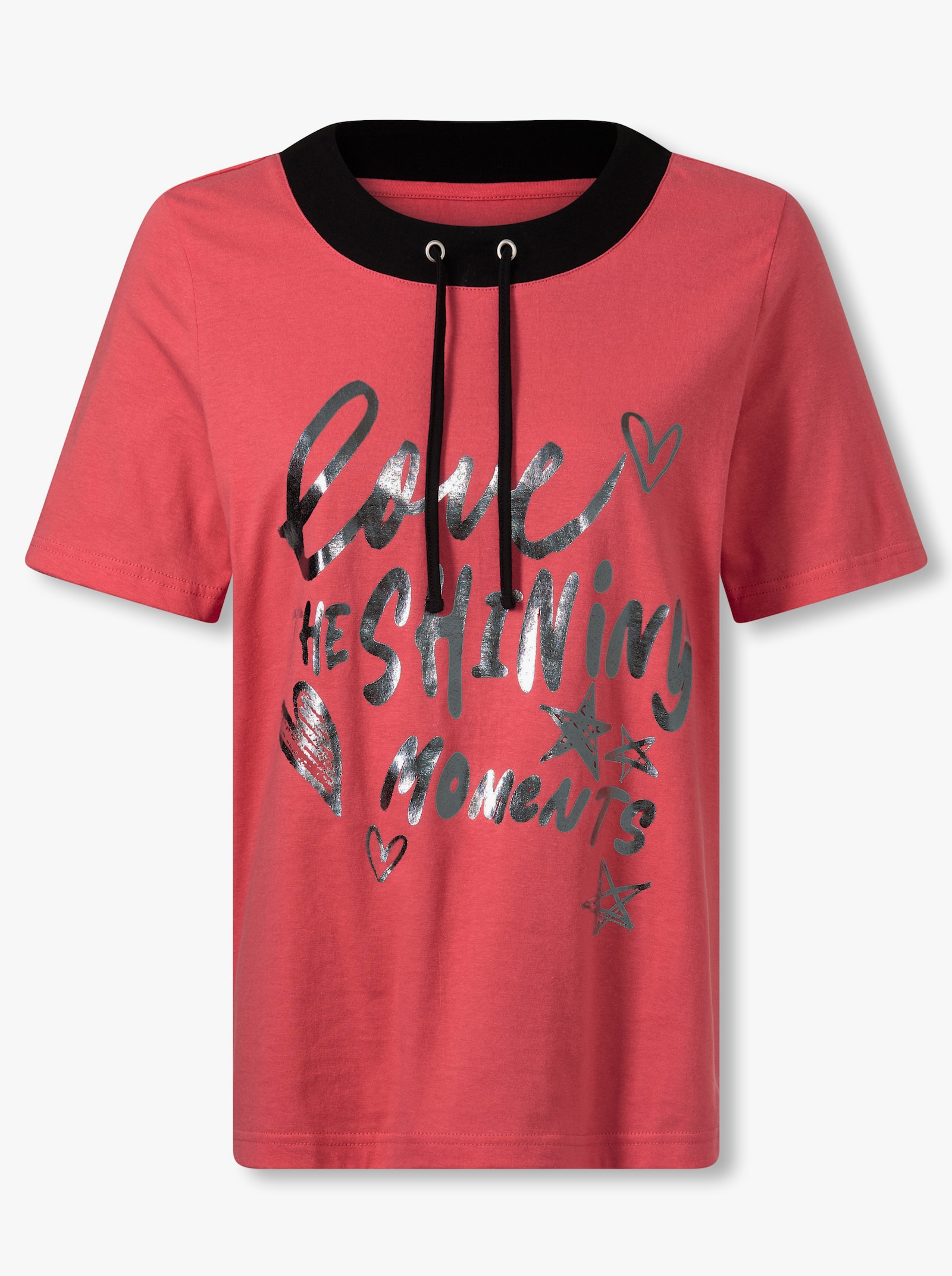 Kurzarmshirt mit Foliendruck - hummer-schwarz