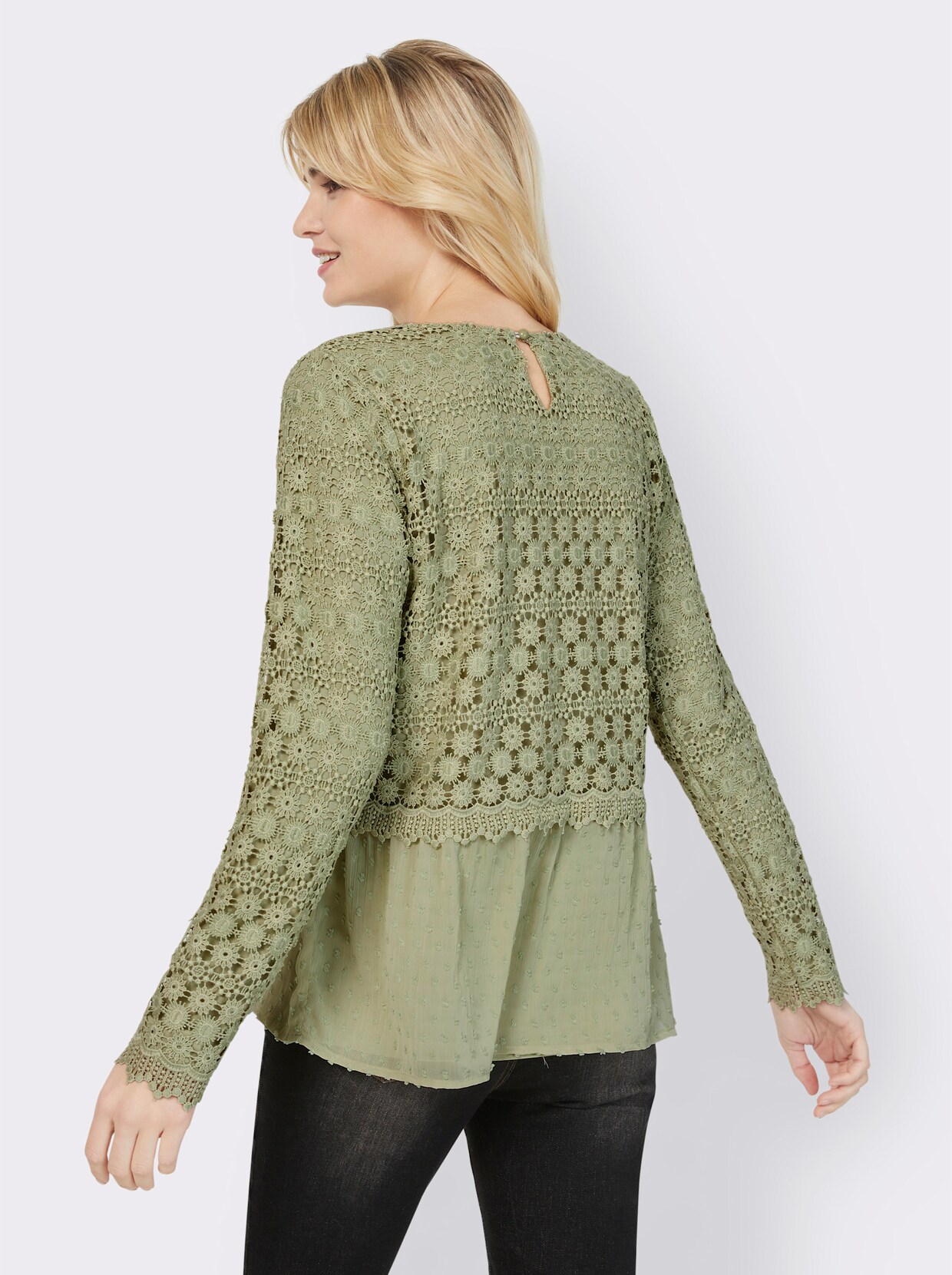 heine Kanten blouse - lindegroen