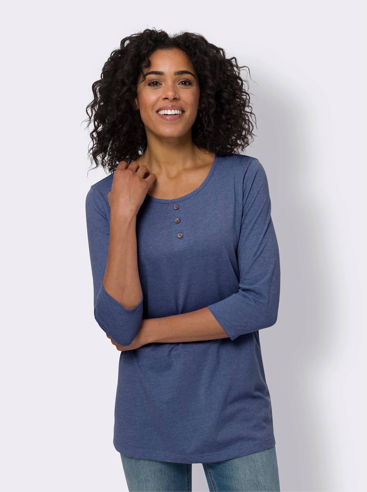 Lang shirt - koningsblauw gemêleerd