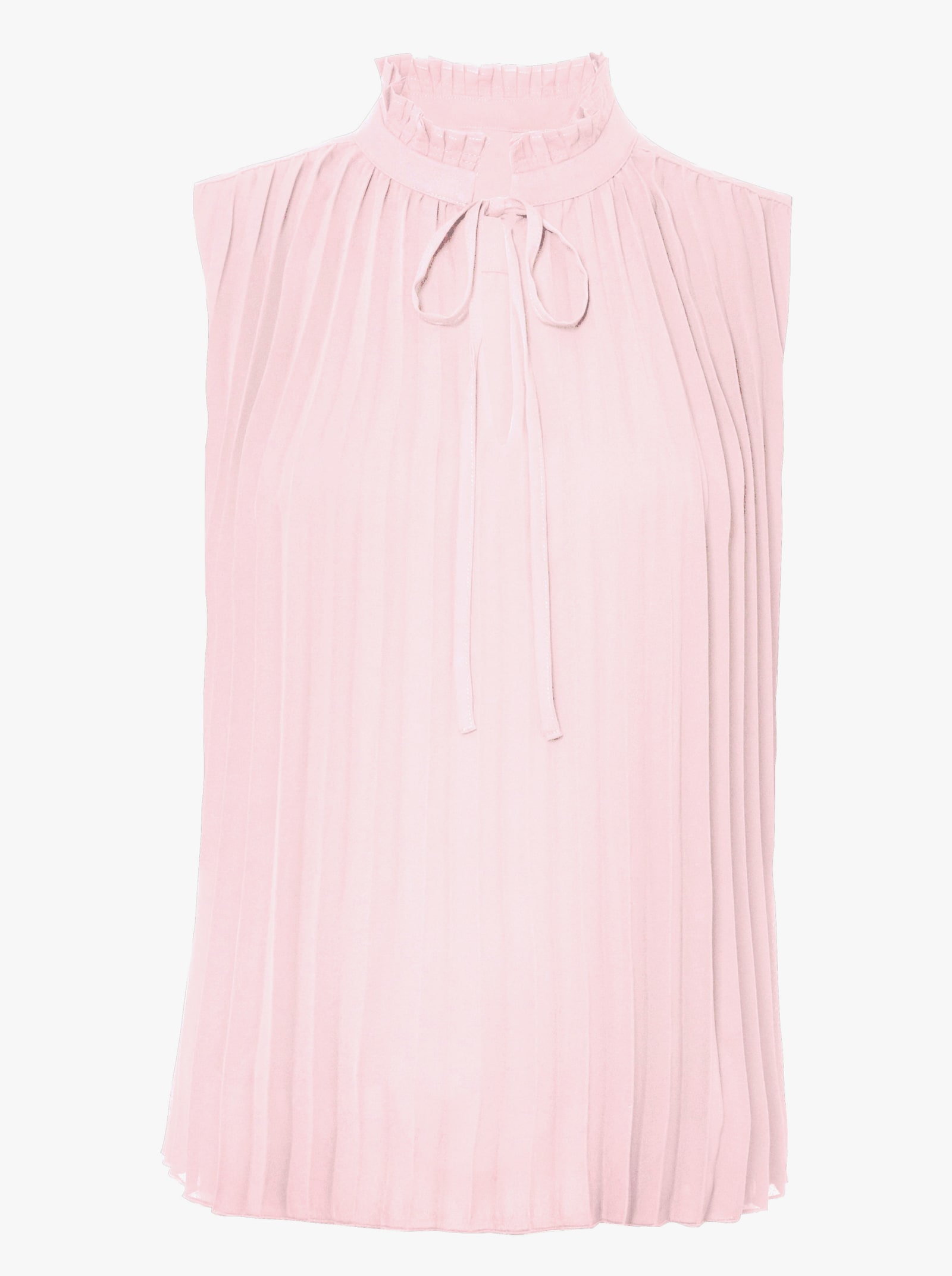 Plissee-Bluse mit Rüschen am Ausschnitt - hellrosé