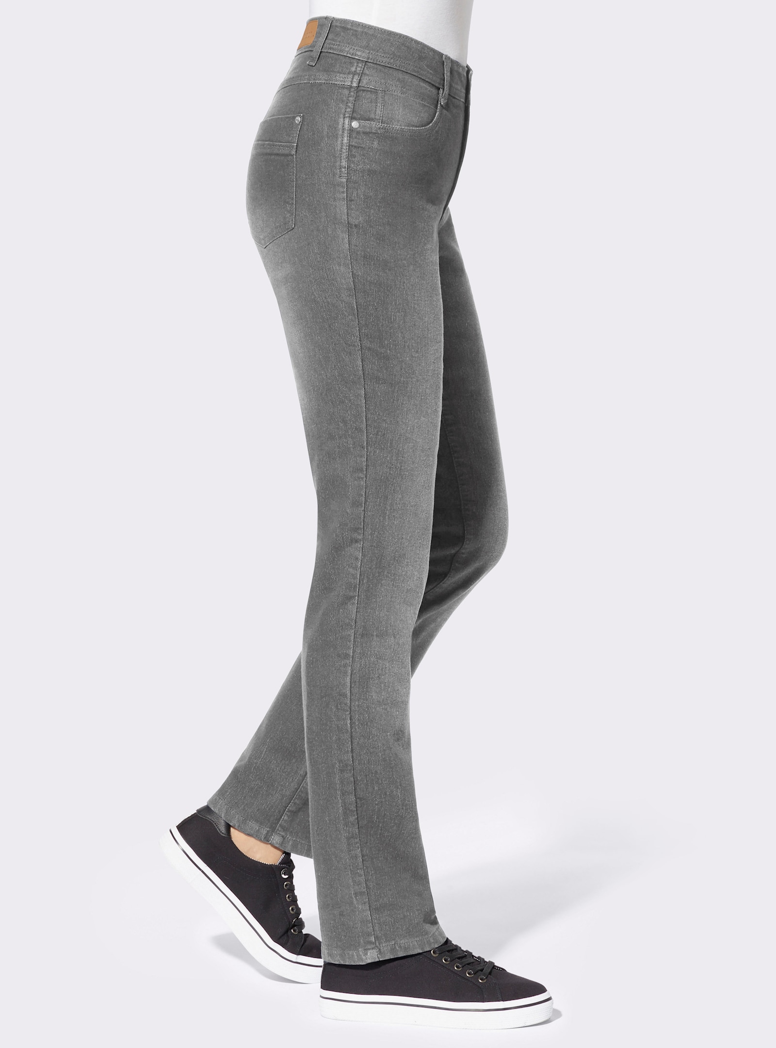 Thermojeans met geruite voering - grey-denim