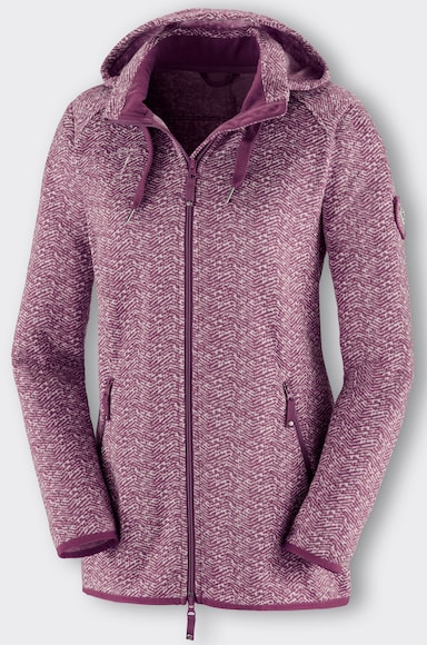 Kapuzenfleecejacke - bordeaux-weiß-gemustert