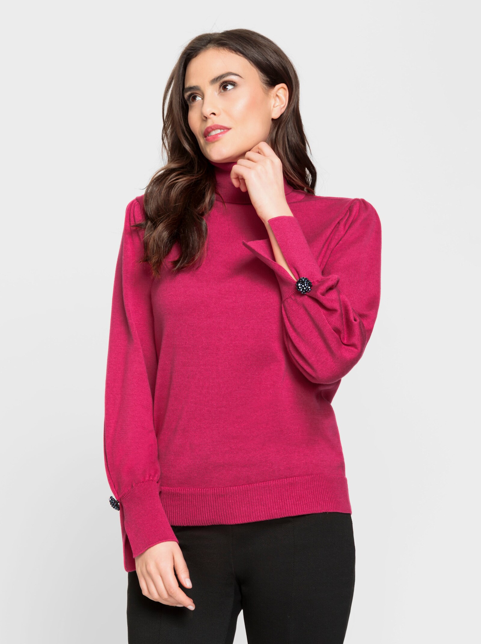 heine Rollkragenpullover mit Puffärmeln - pink