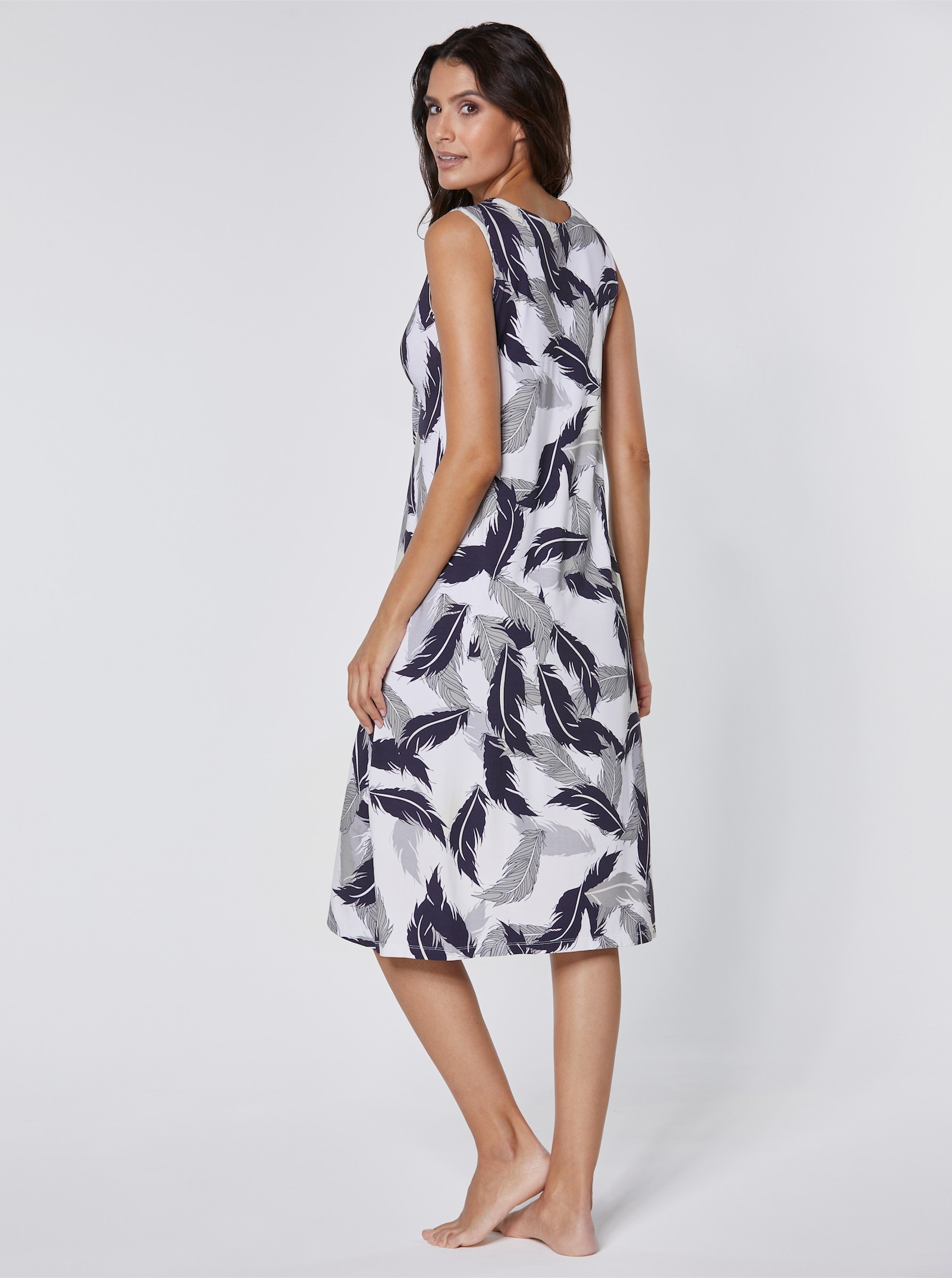 feel good Sommerkleid mit Rundhals-Ausschnitt - weiß-bedruckt