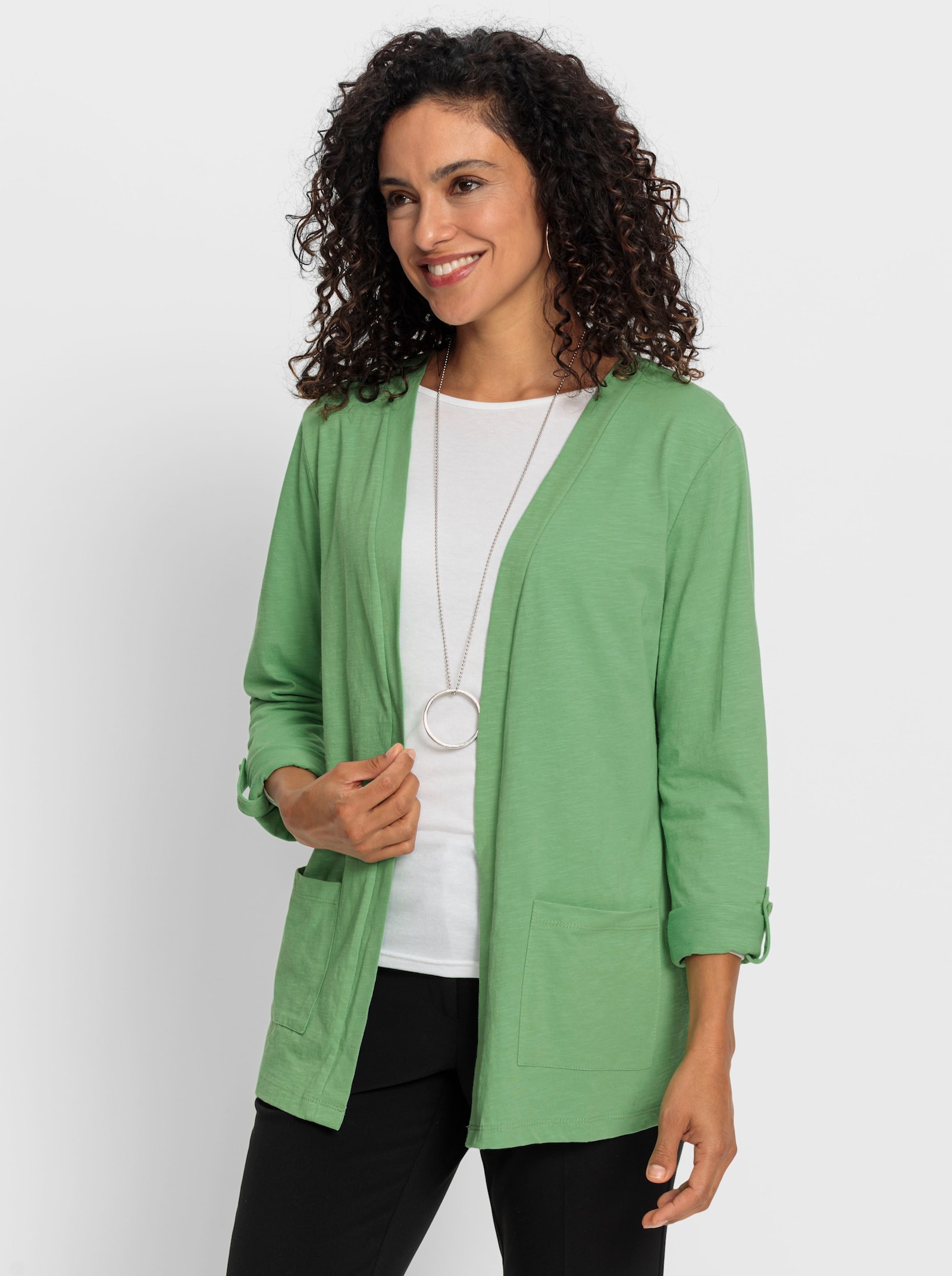 Shirtjacke mit Flammgarn-Struktur - apfel