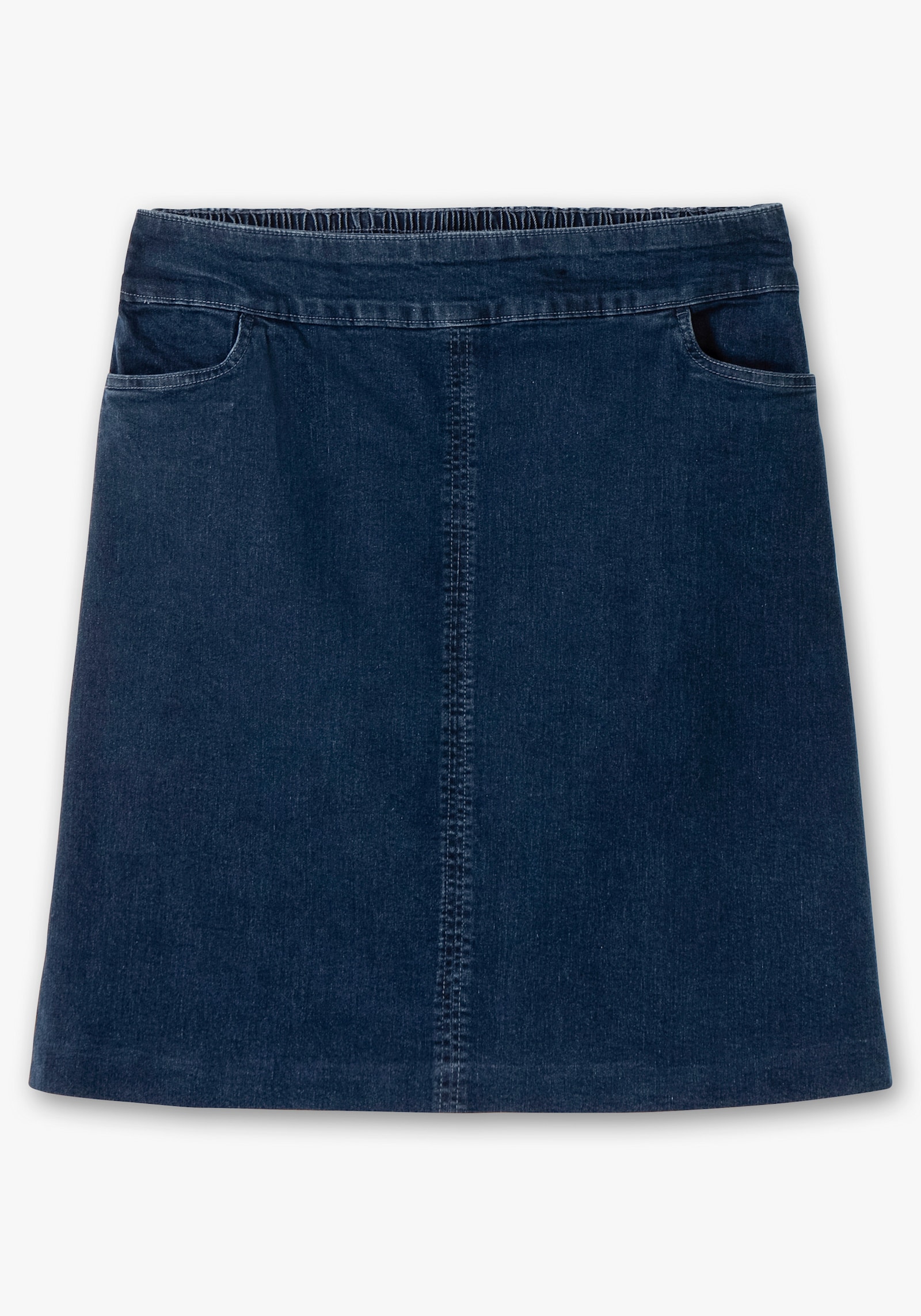 Jeansrock mit hoher Bundpatte - blue-stone-washed