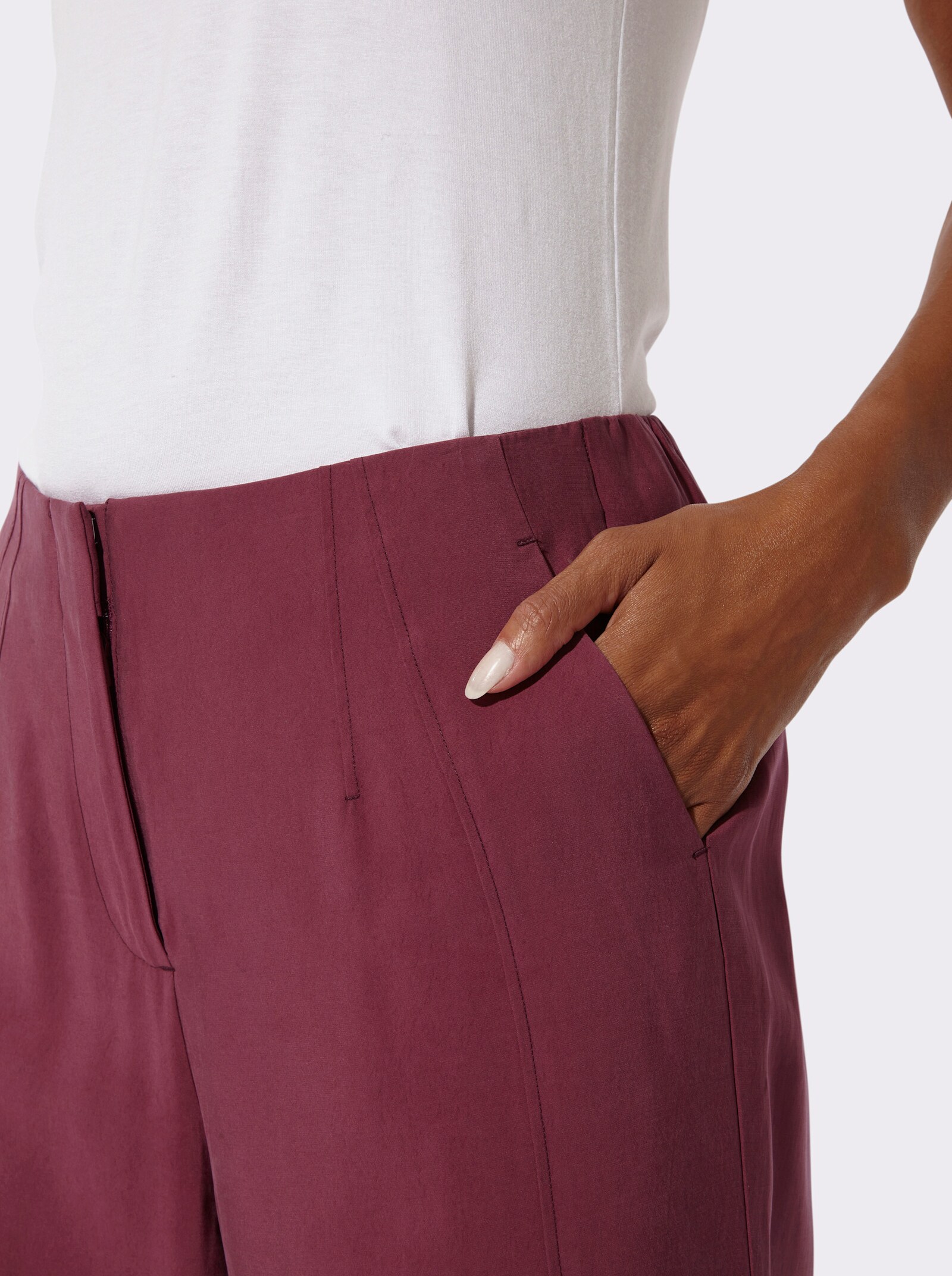 Marlene-Hose mit Schlitz am Saum - bordeaux