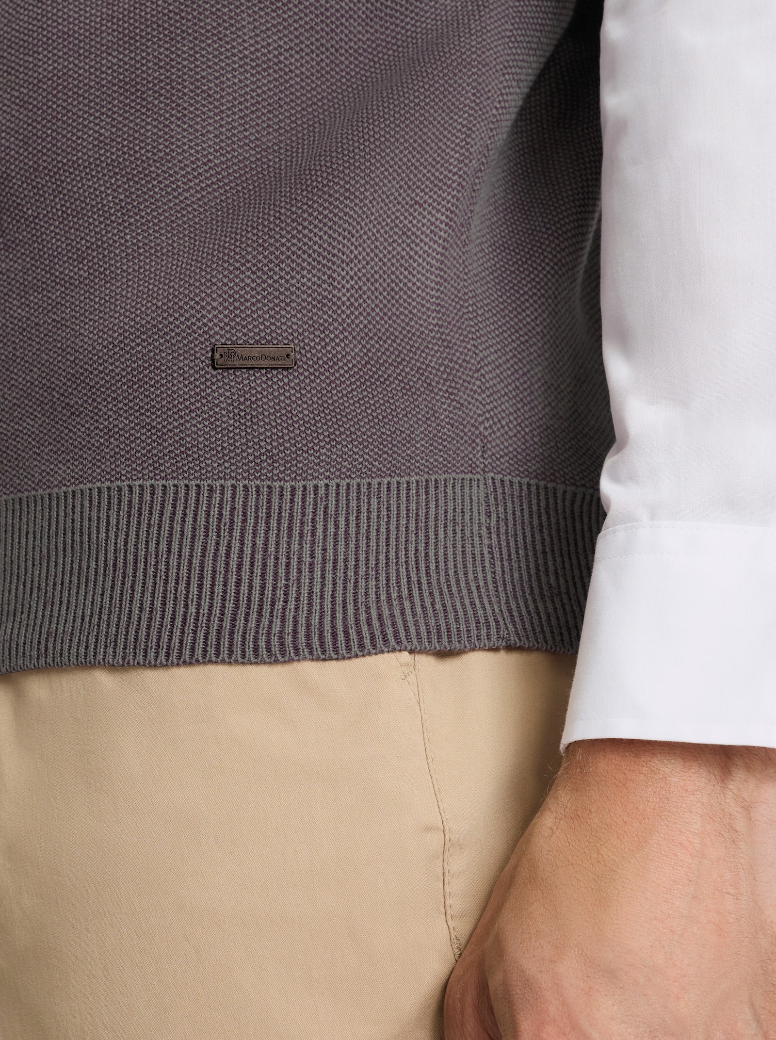 Marco Donati Strickweste in Two-tone-Optik - burgund-meliert