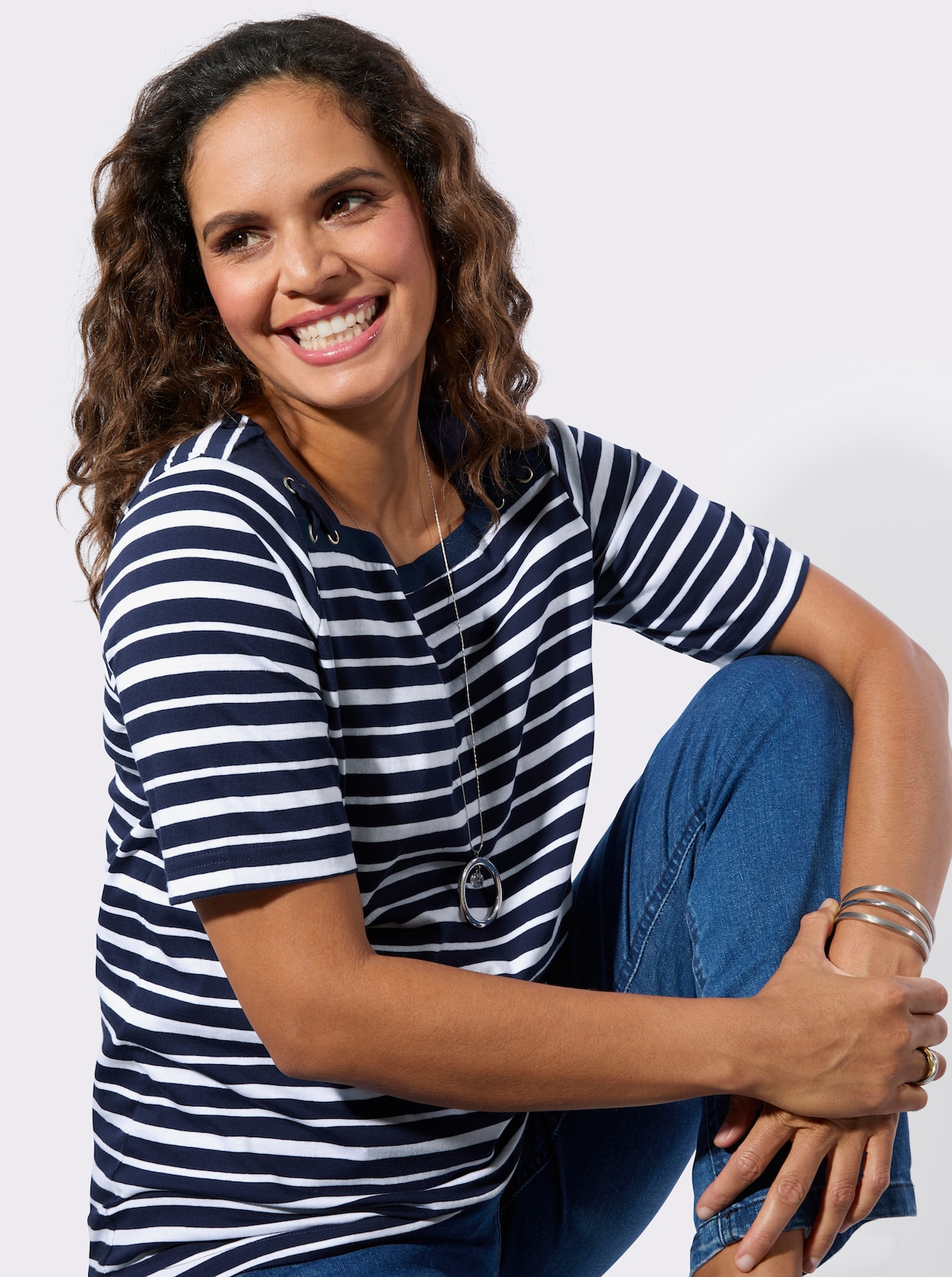 Shirt-Set - marine + marine-weiß-geringelt