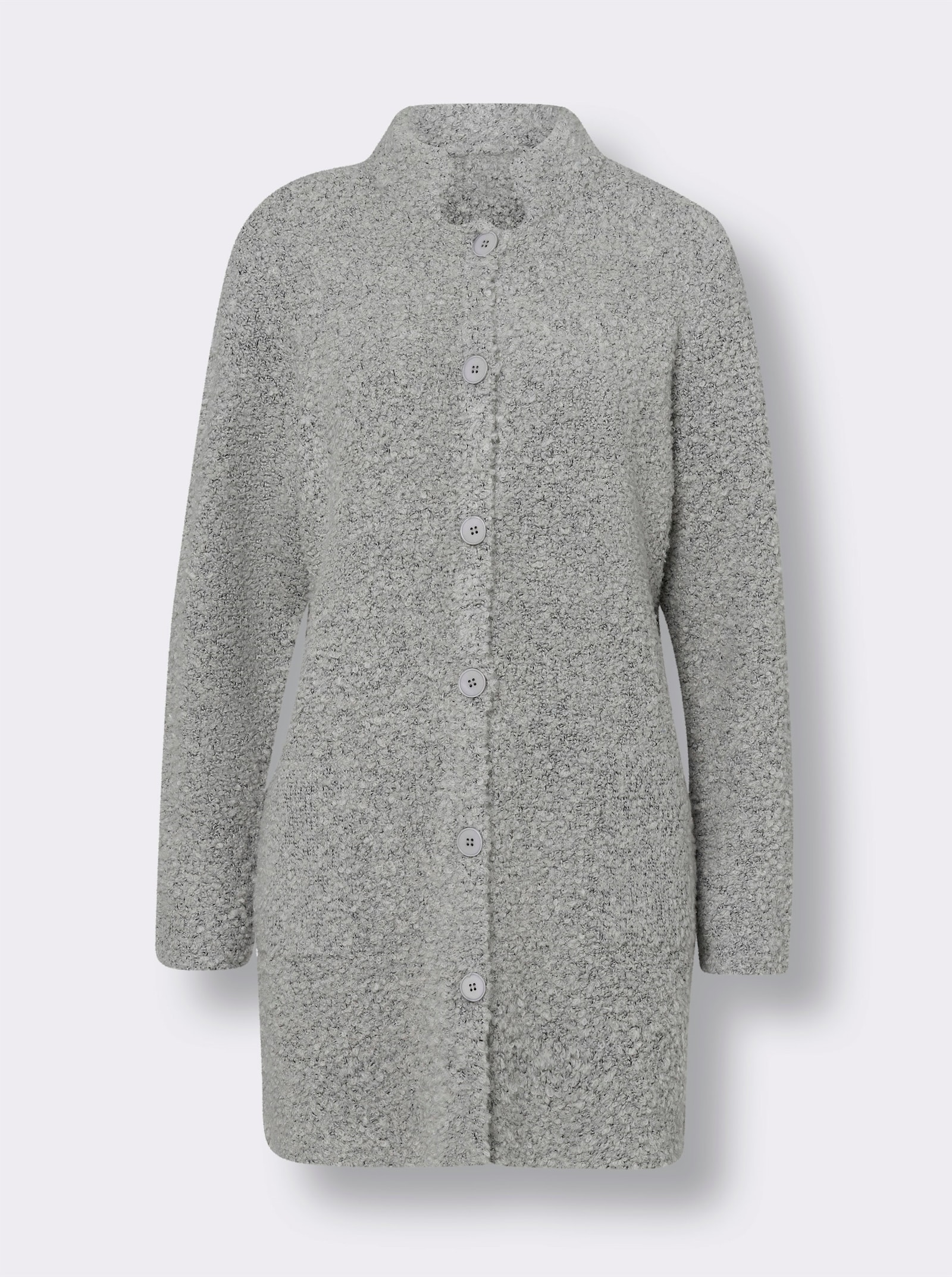 heine Dlouhý pletený kabátek z příze buklé - světlešedá-melír