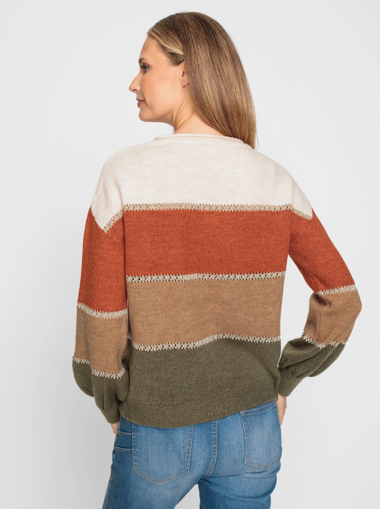 heine Streifenpullover - khaki-terra-meliert