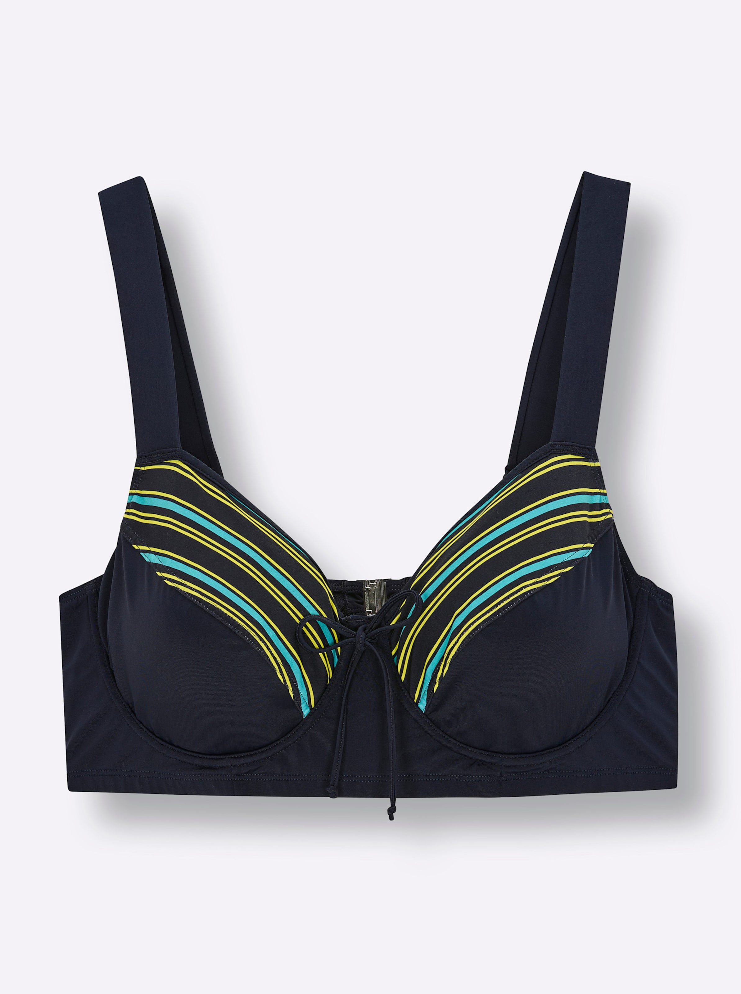 Sheego Damen Blau/Dunkelblau Bügel-Bikini-Top Gr. 46, Cup F, Schwarz (Tief, Ozean), Elasthan, Polyamid, Bikini-Oberteile - Bild 2