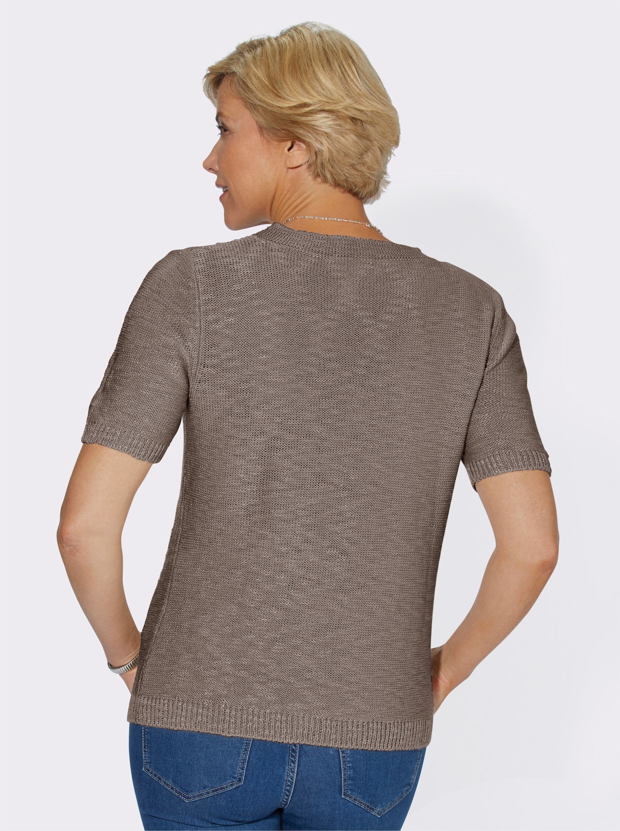 Pullover met korte mouwen - taupe