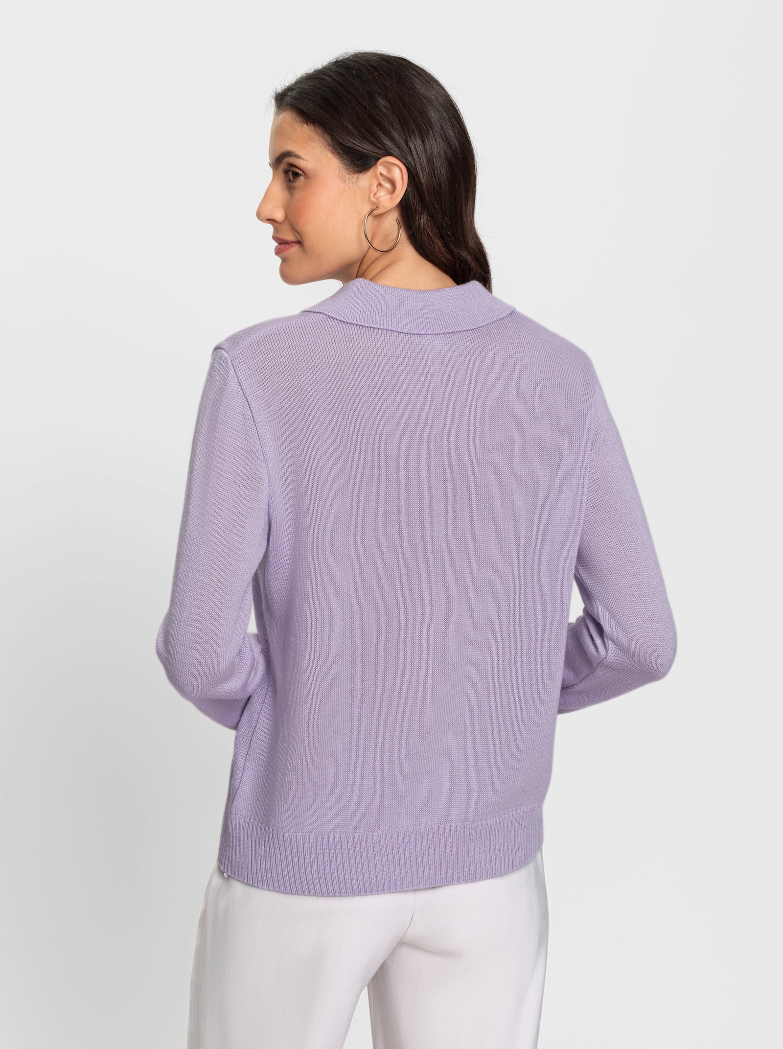Polopullover mit Schurwolle - flieder