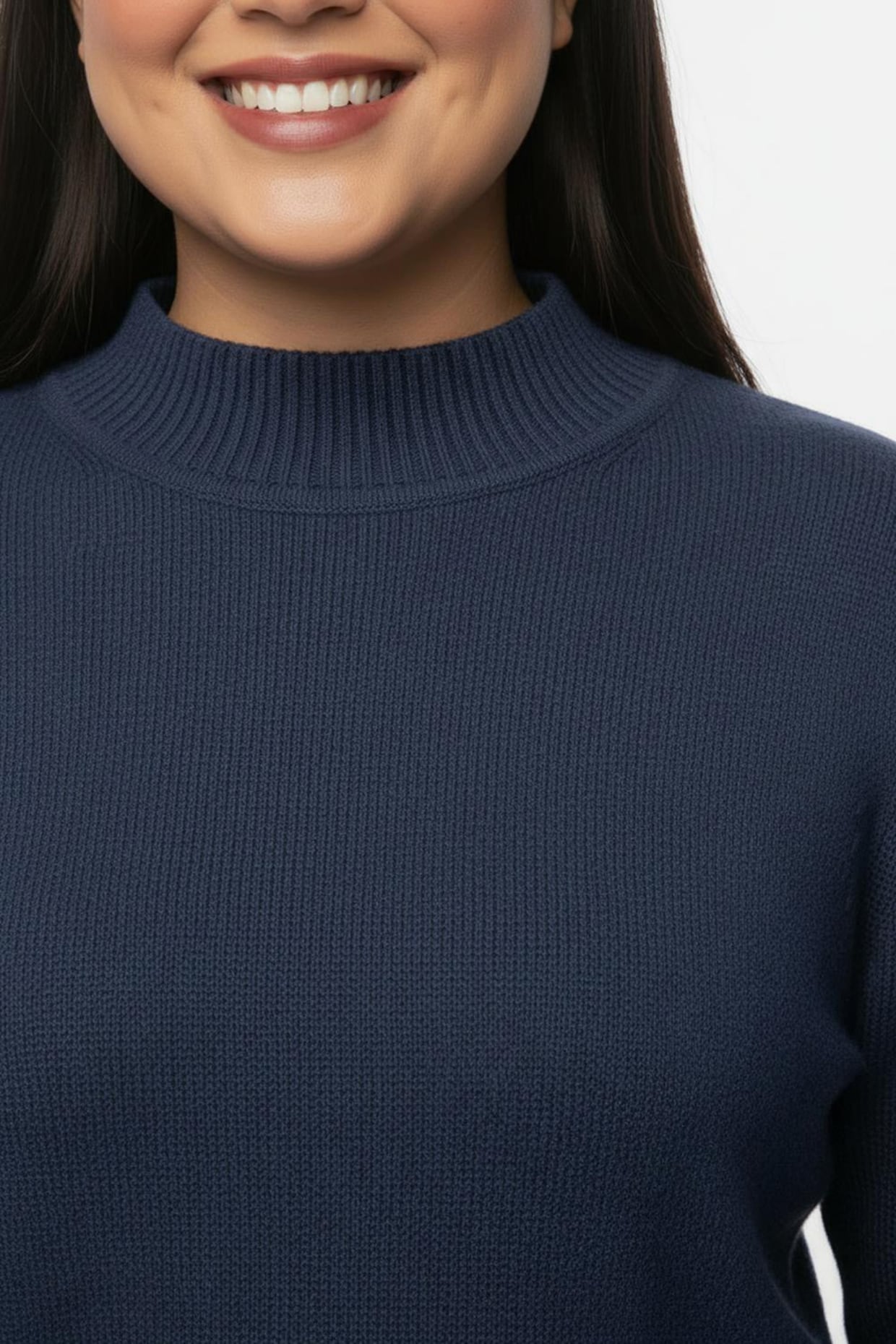 Stehkragenpullover mit Baumwolle - royalblau