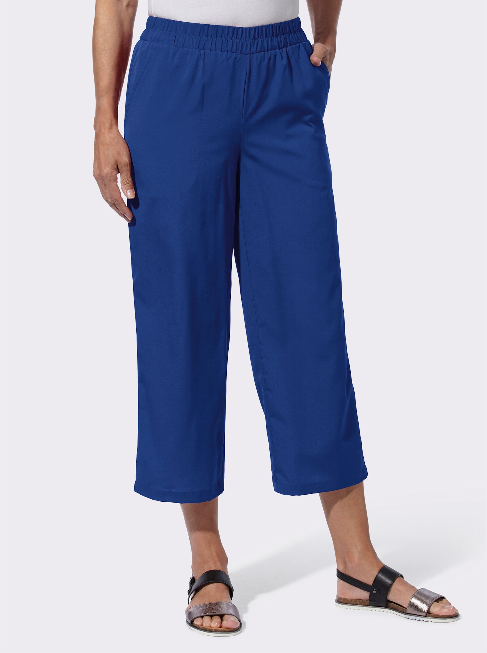 Culotte mit zwei Taschen - aqua-orange-gestreift + royalblau