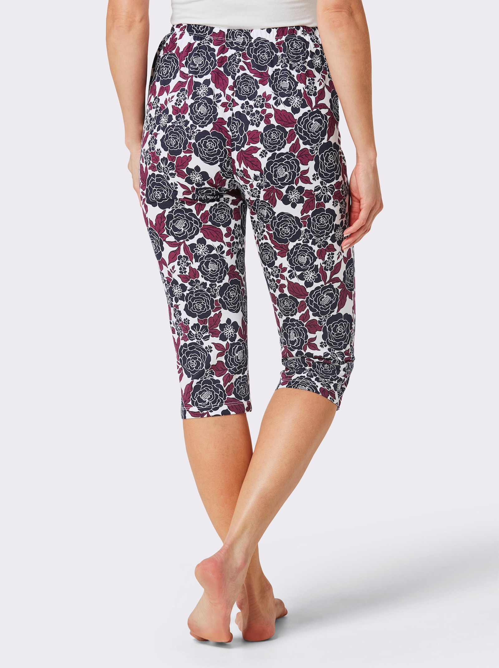 wäschepur Capri-Hose - ecru-marine-bedruckt