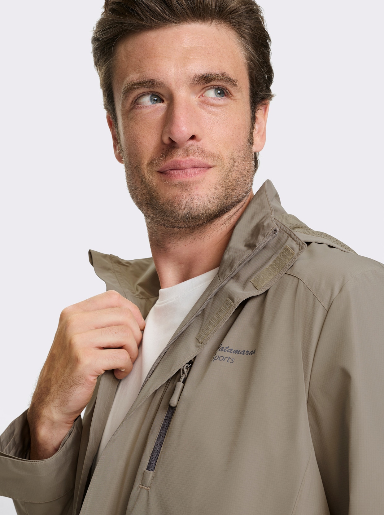 Catamaran Sports Funktionsjacke mit abnehmbarer Kapuze - schlamm