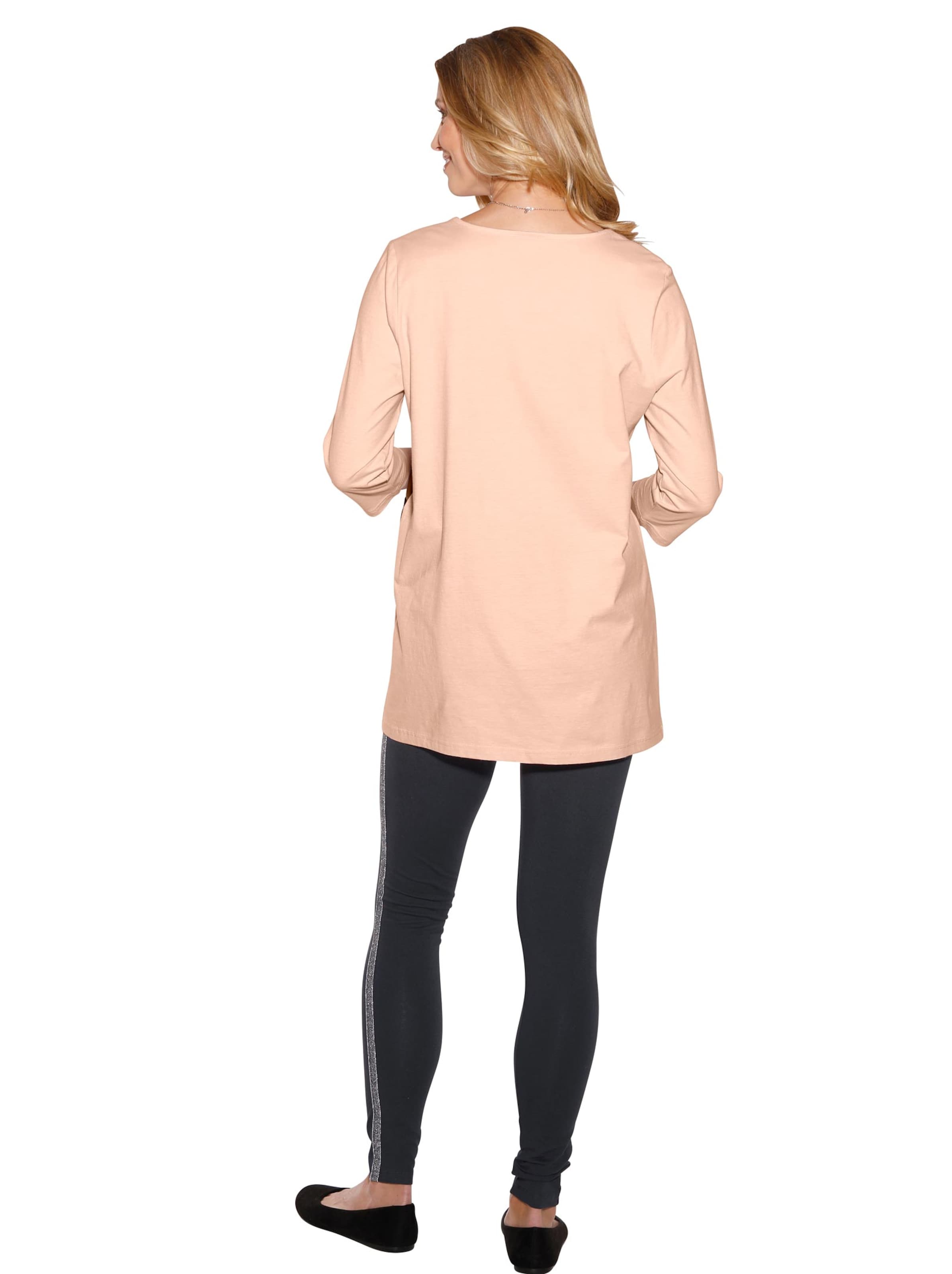 Longshirt - rosé-grau-gemustert