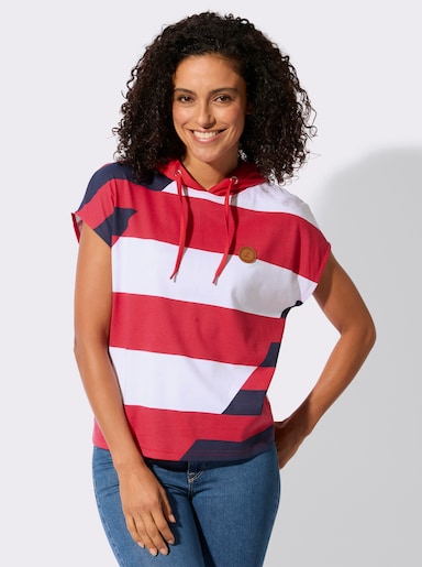 Kapuzenshirt - erdbeere-weiß-gemustert