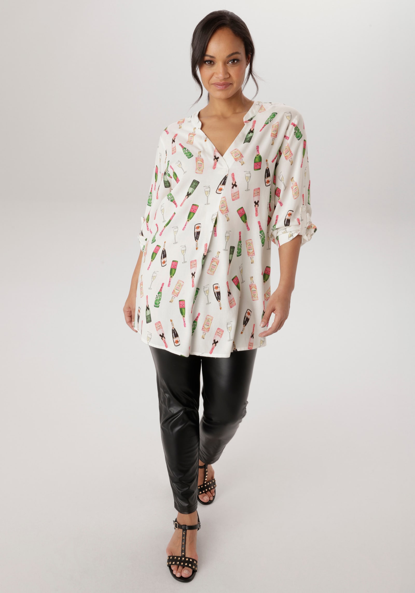 Aniston PLUS Schlupfbluse - weiß-bedruckt